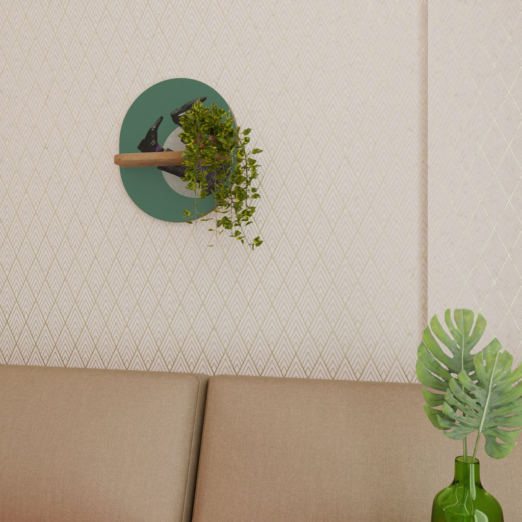 FALL OF MAN Prateleira Oval Decorativa em Efeito Carvalho