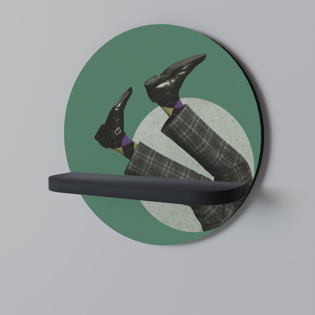 FALL OF MAN Prateleira Redonda Decorativa em Acabamento Preto