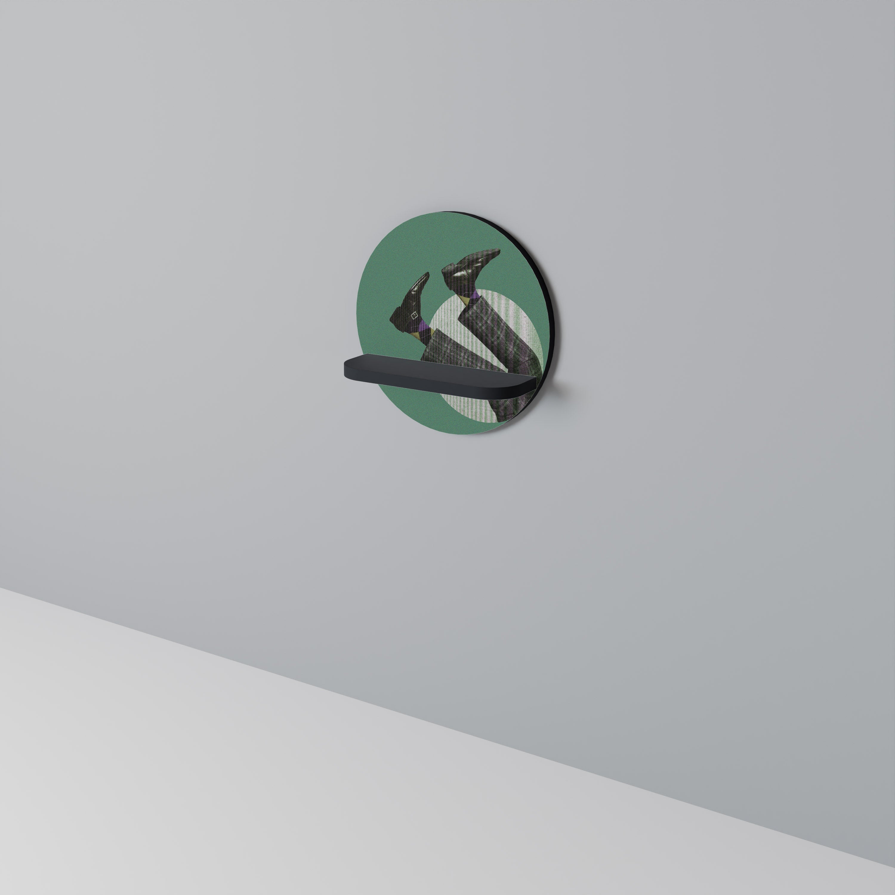 FALL OF MAN Prateleira Redonda Decorativa em Acabamento Preto