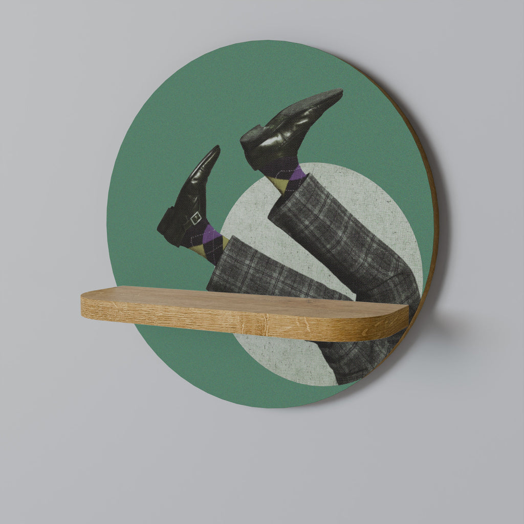 FALL OF MAN Round Art Shelf In Oak Effect