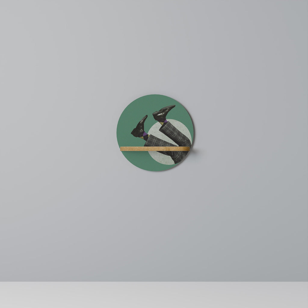 FALL OF MAN Round Art Shelf In Oak Effect