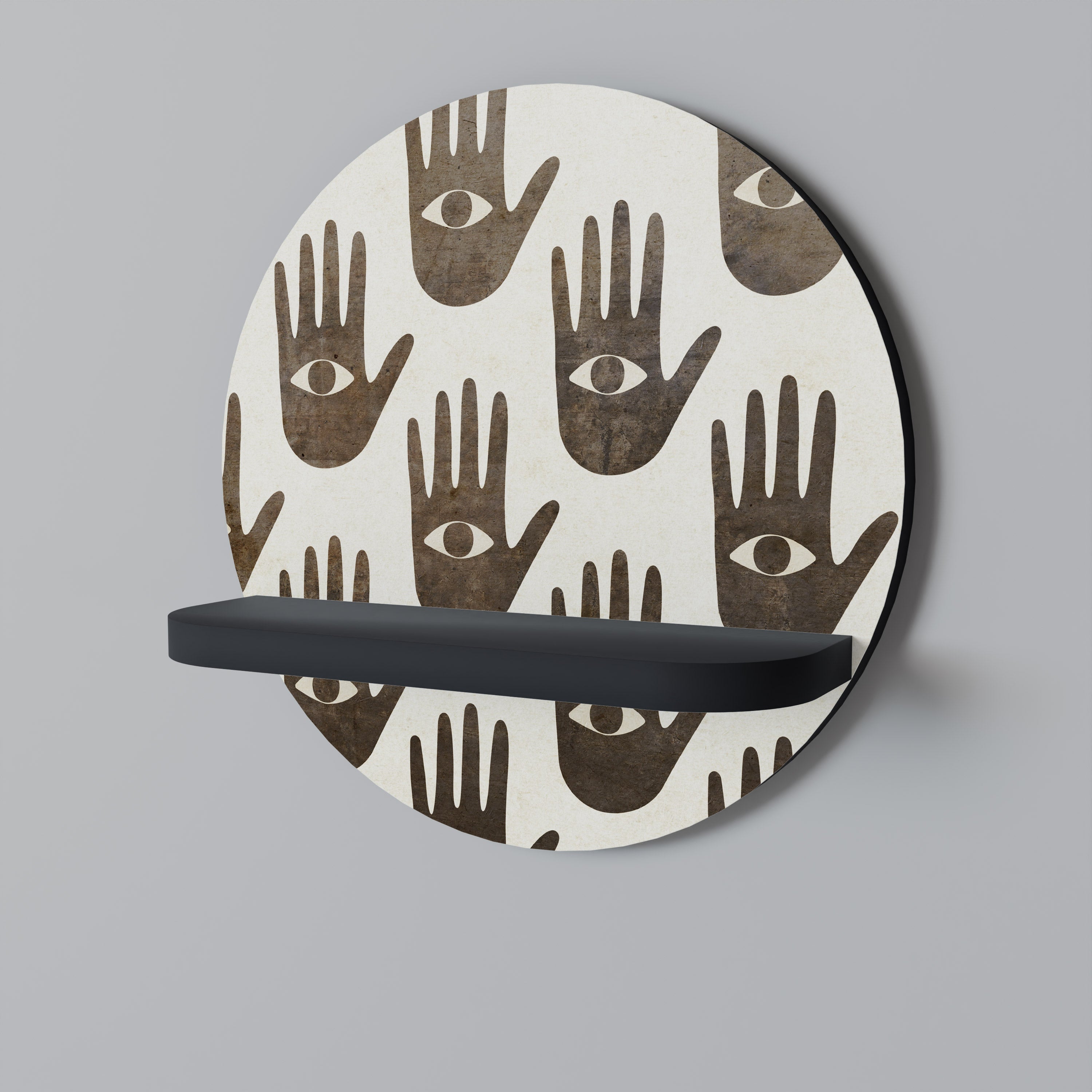 SEE MORE Prateleira Redonda Decorativa em Acabamento Preto