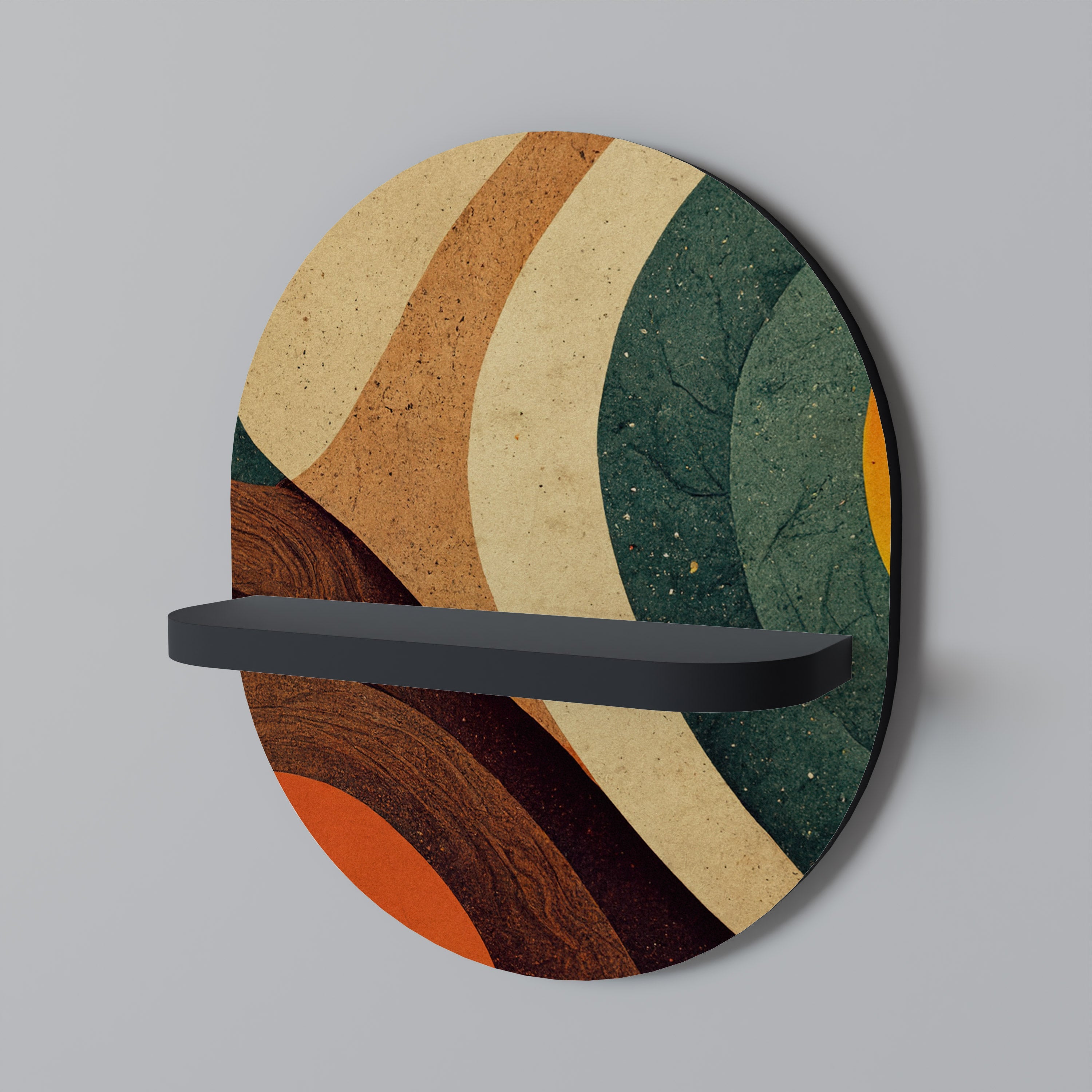 COLORFUL STRANDS Prateleira Oval Decorativa em Acabamento Preto