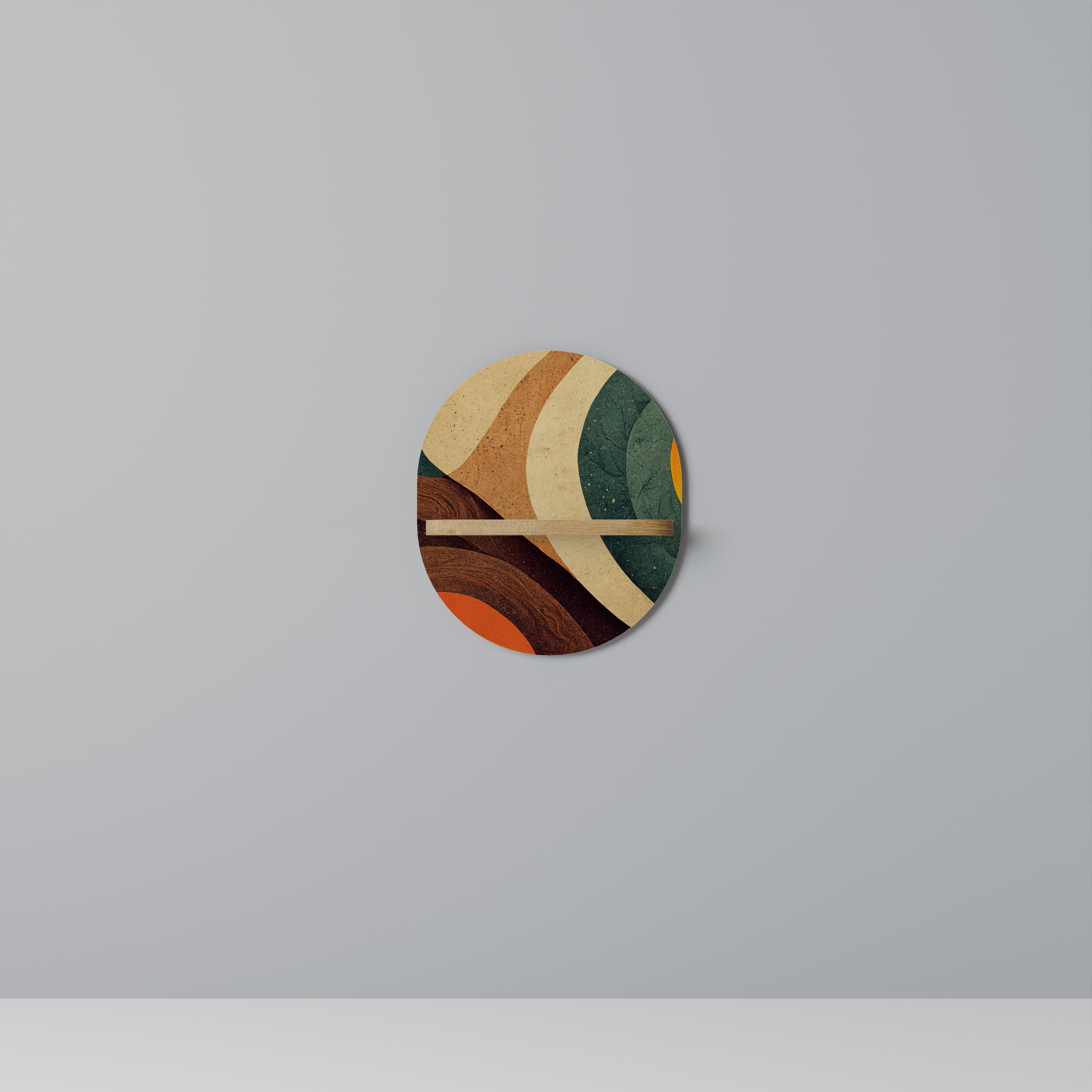 COLORFUL STRANDS Prateleira Oval Decorativa em Efeito Carvalho