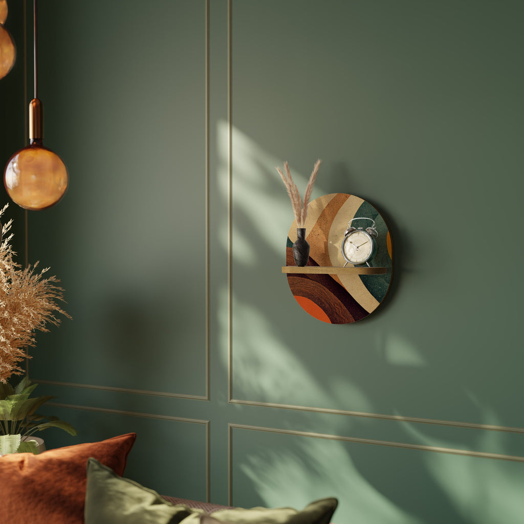 COLORFUL STRANDS Prateleira Oval Decorativa em Efeito Carvalho