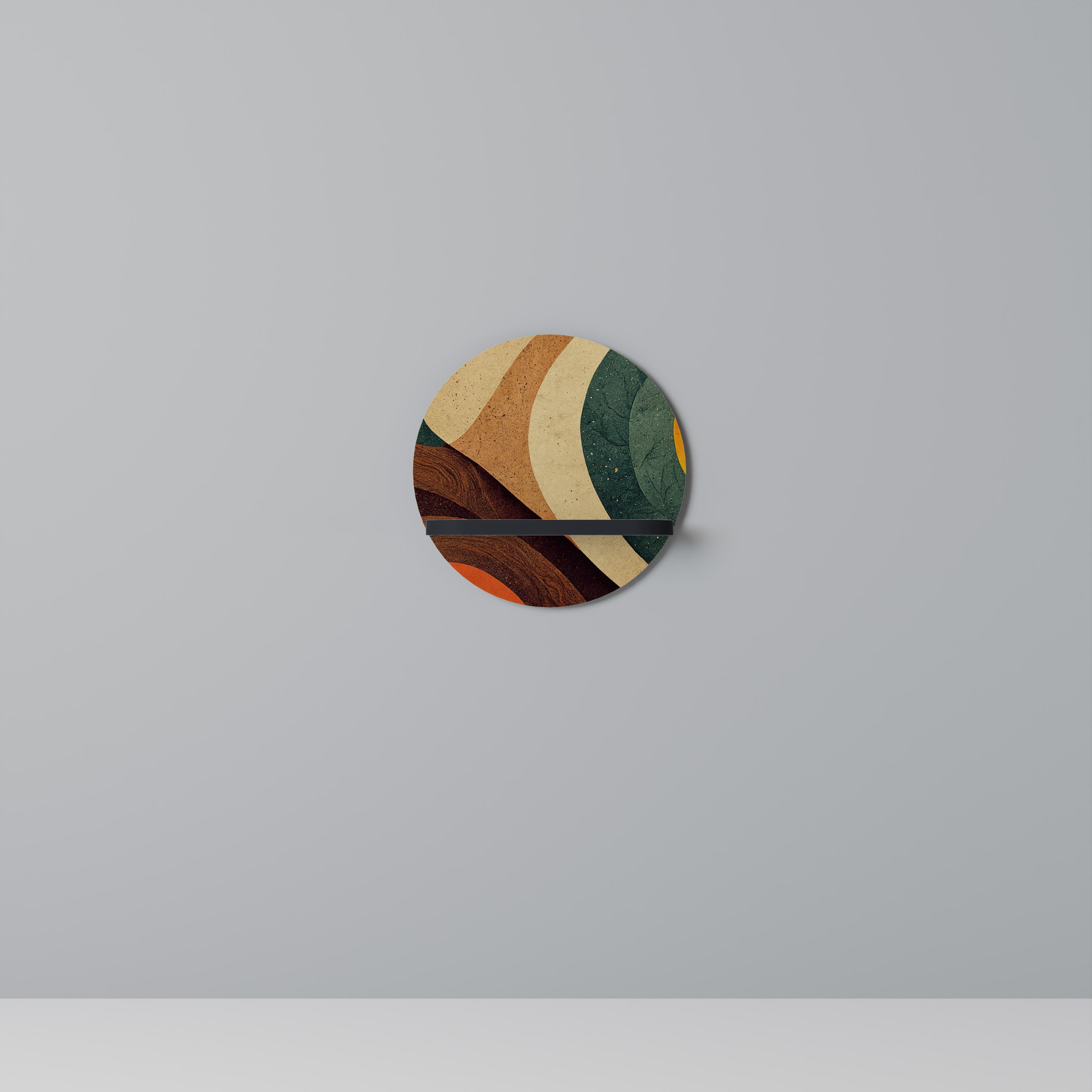 COLORFUL STRANDS Prateleira Redonda Decorativa em Acabamento Preto