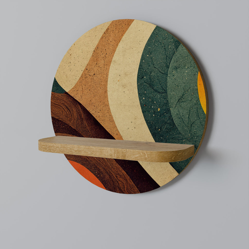 COLORFUL STRANDS Prateleira Redonda Decorativa em Efeito Carvalho