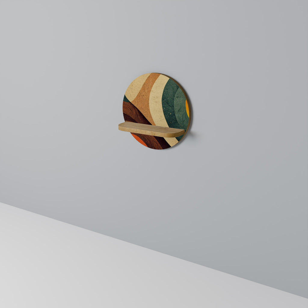 COLORFUL STRANDS Prateleira Redonda Decorativa em Efeito Carvalho