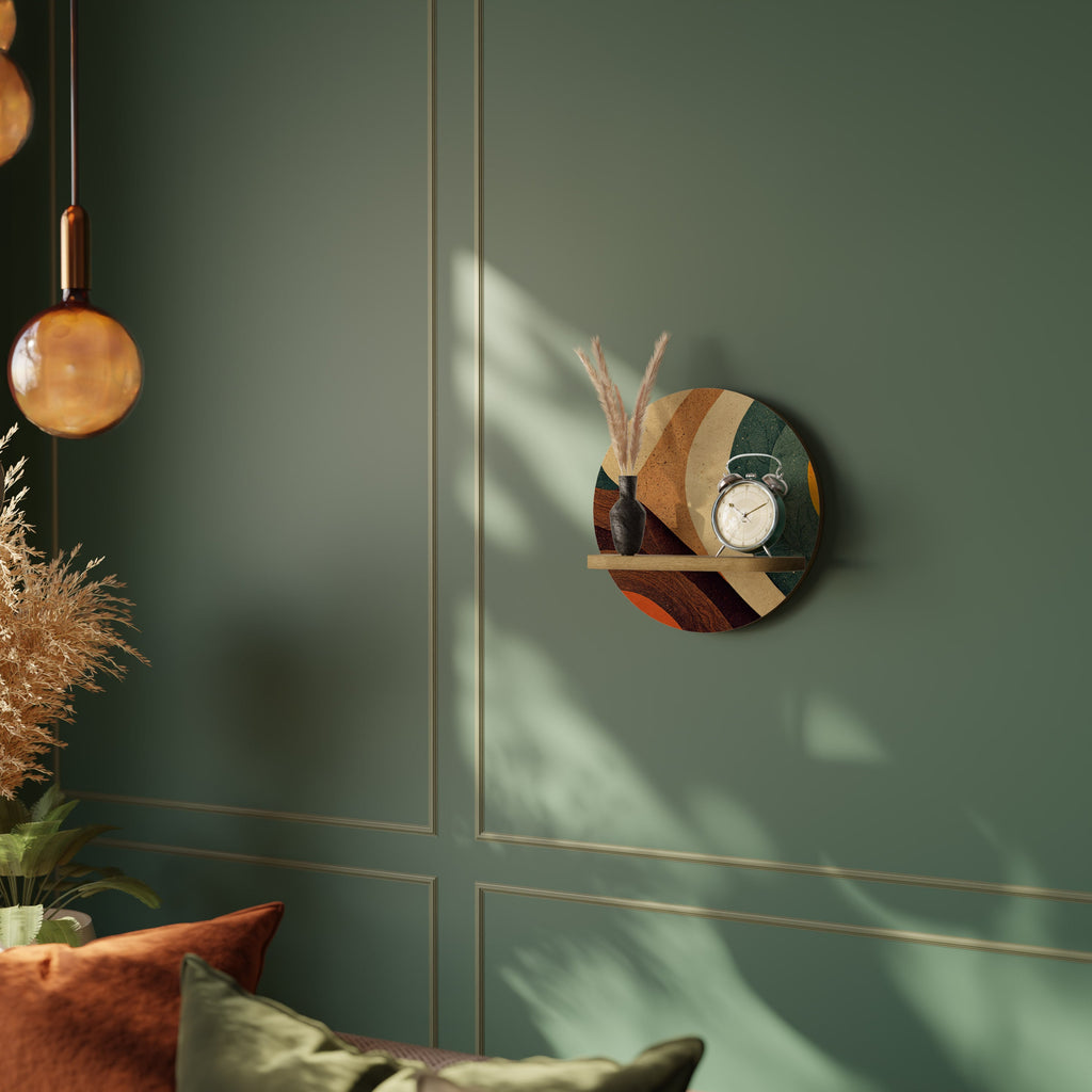 COLORFUL STRANDS Prateleira Redonda Decorativa em Efeito Carvalho