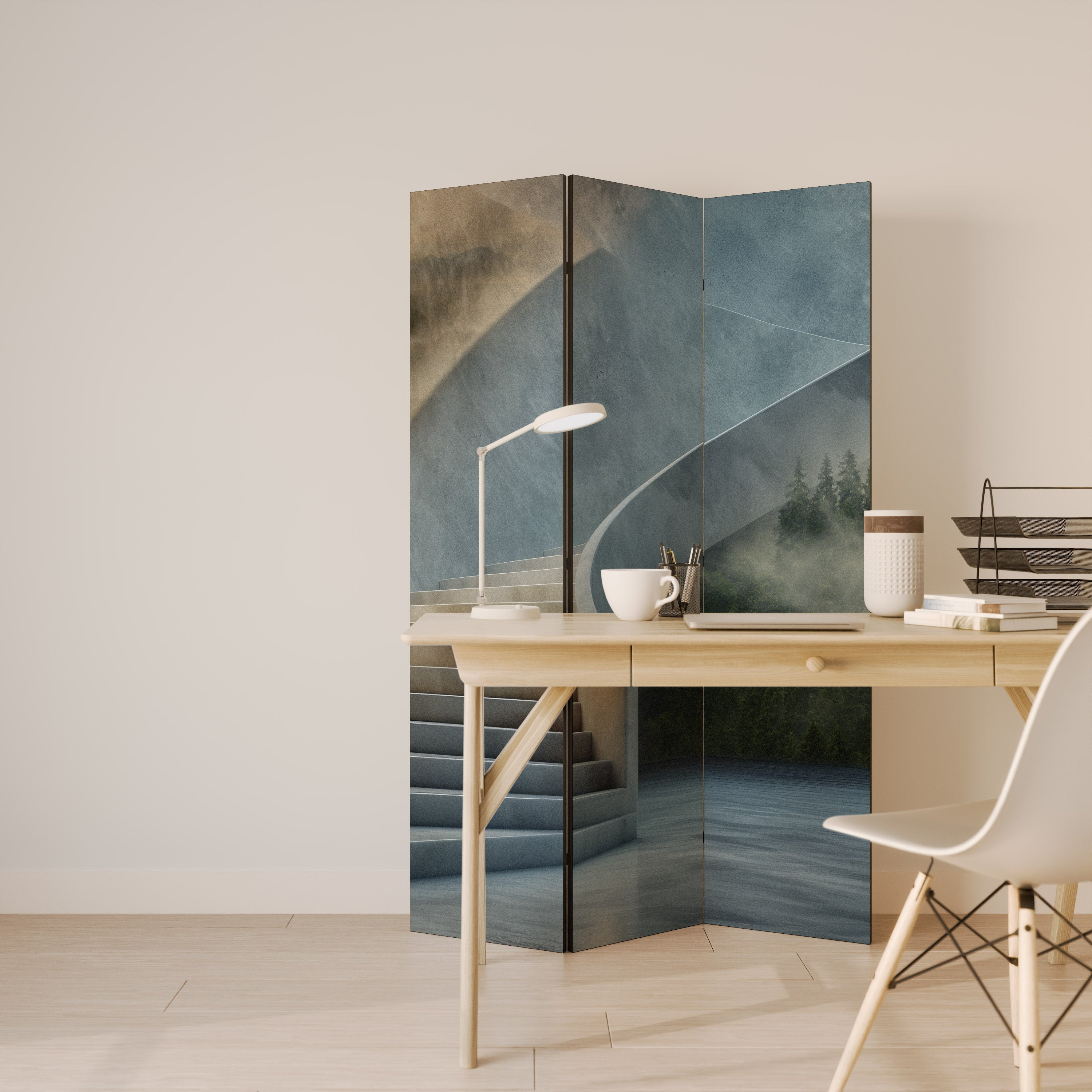 STEPS TO SERENITY Biombo Decorativo de 3 Painéis