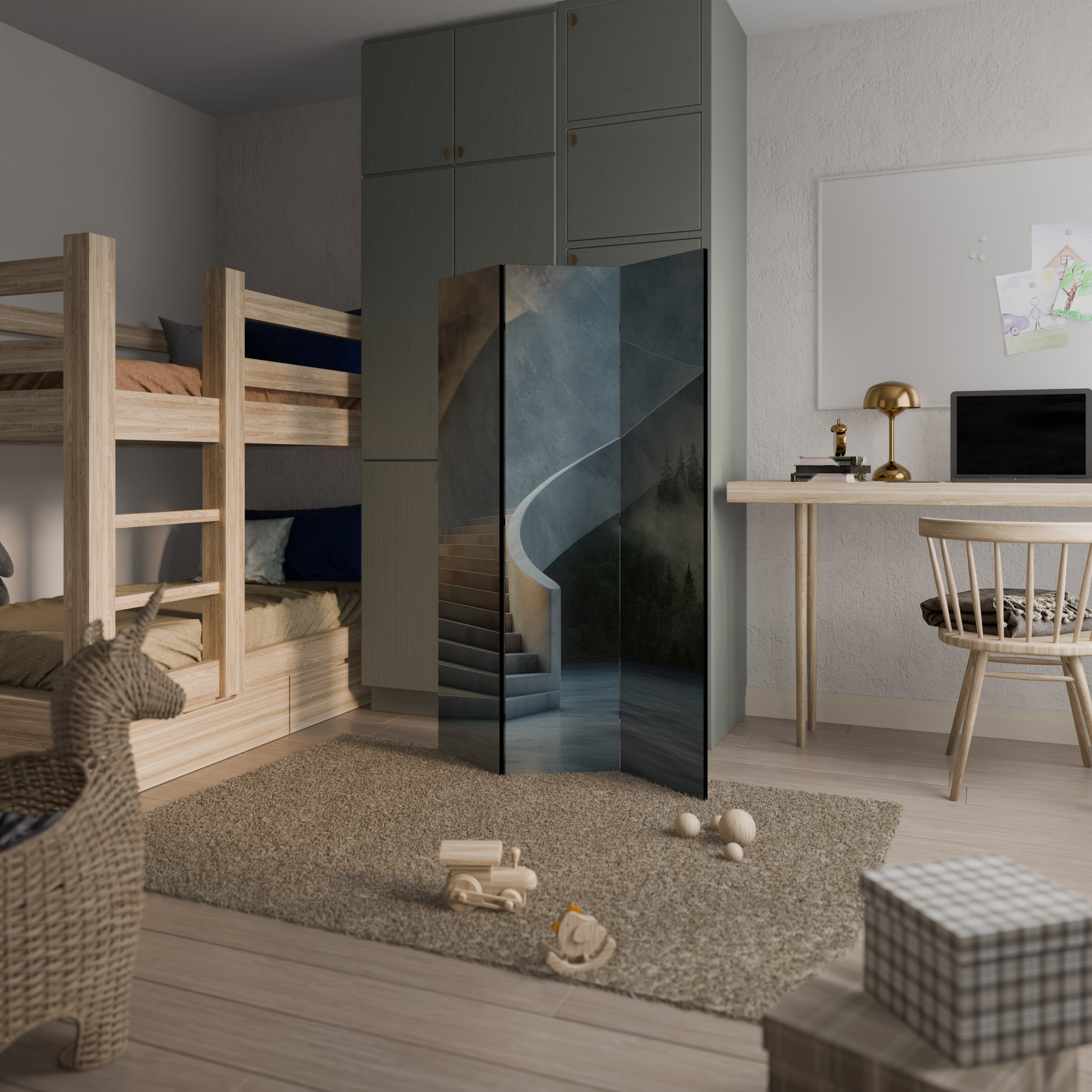 STEPS TO SERENITY Biombo de 3 Painéis