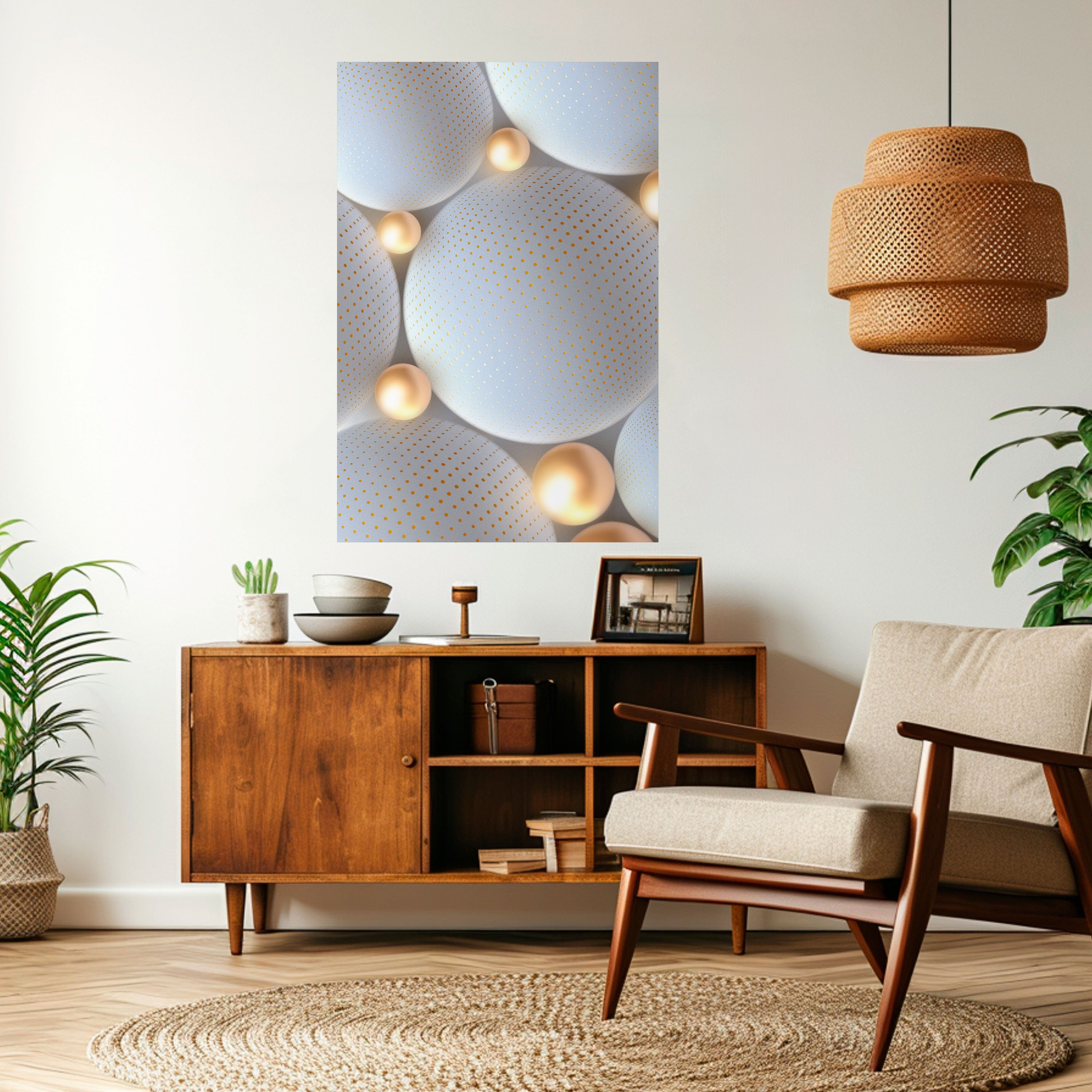 LUMINOUS SPHERICAL HARMONY Poster Vertical Autocolante