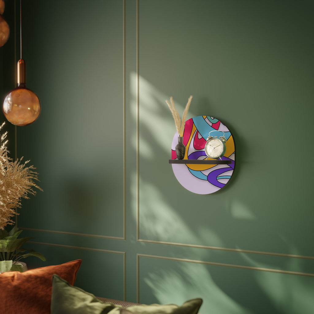 COLOR STREAM Prateleira Oval Decorativa em Acabamento Preto