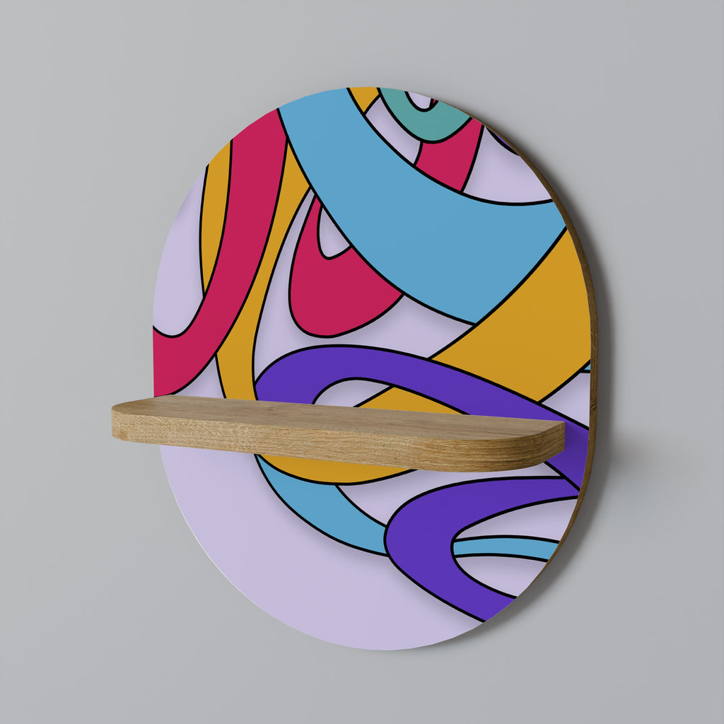 COLOR STREAM Oval Art Shelf In Oak Effect