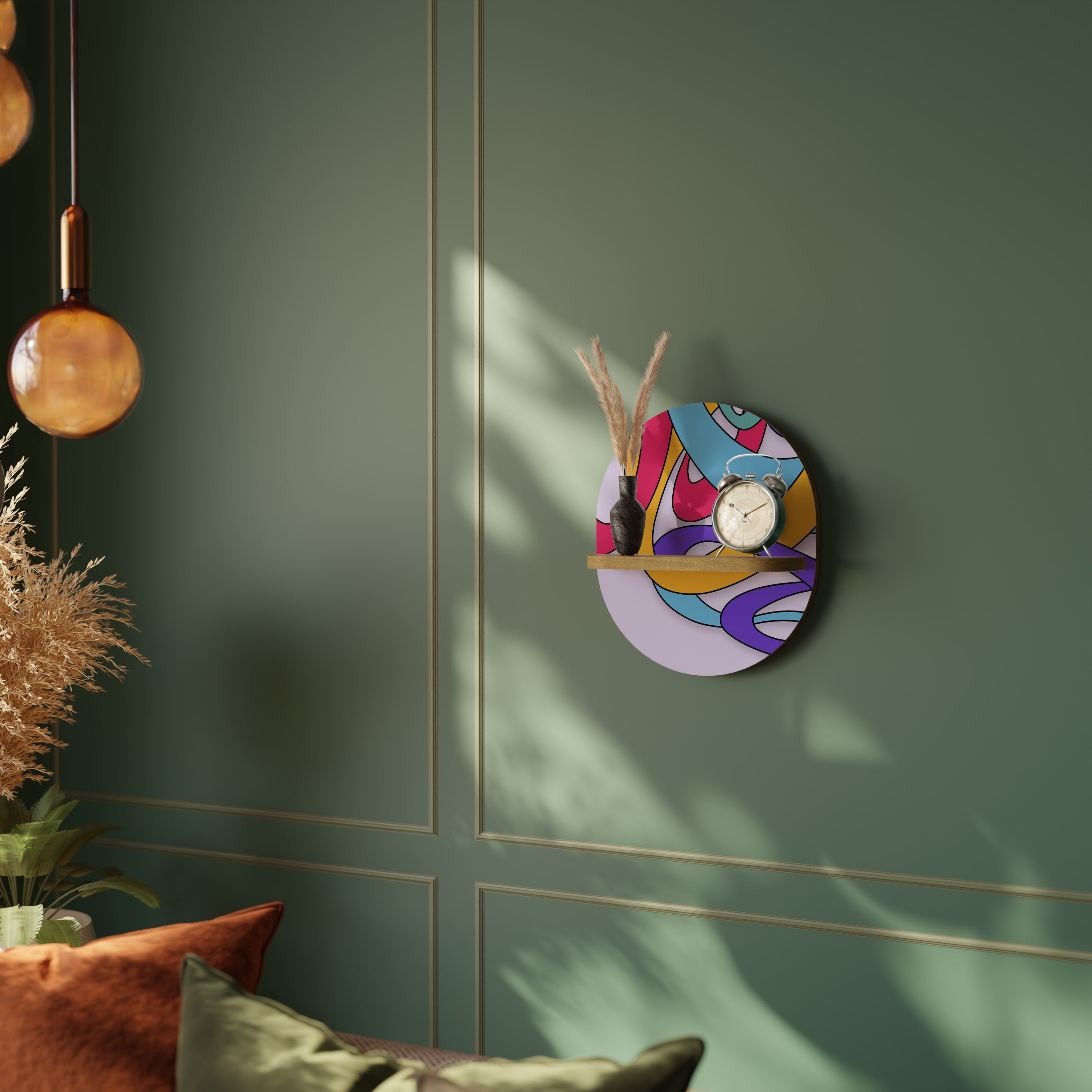 COLOR STREAM Prateleira Oval Decorativa em Efeito Carvalho