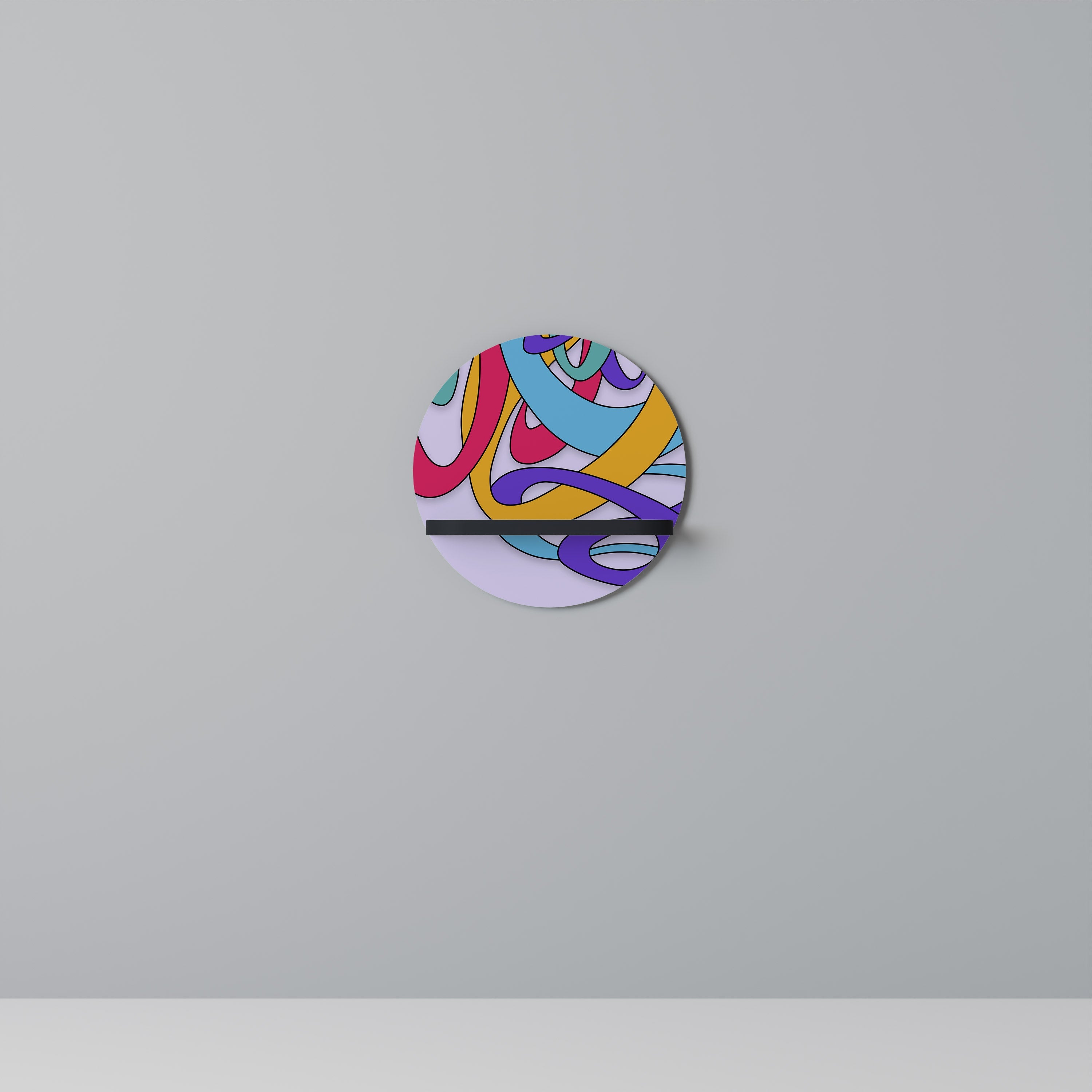 COLOR STREAM Prateleira Redonda Decorativa em Acabamento Preto