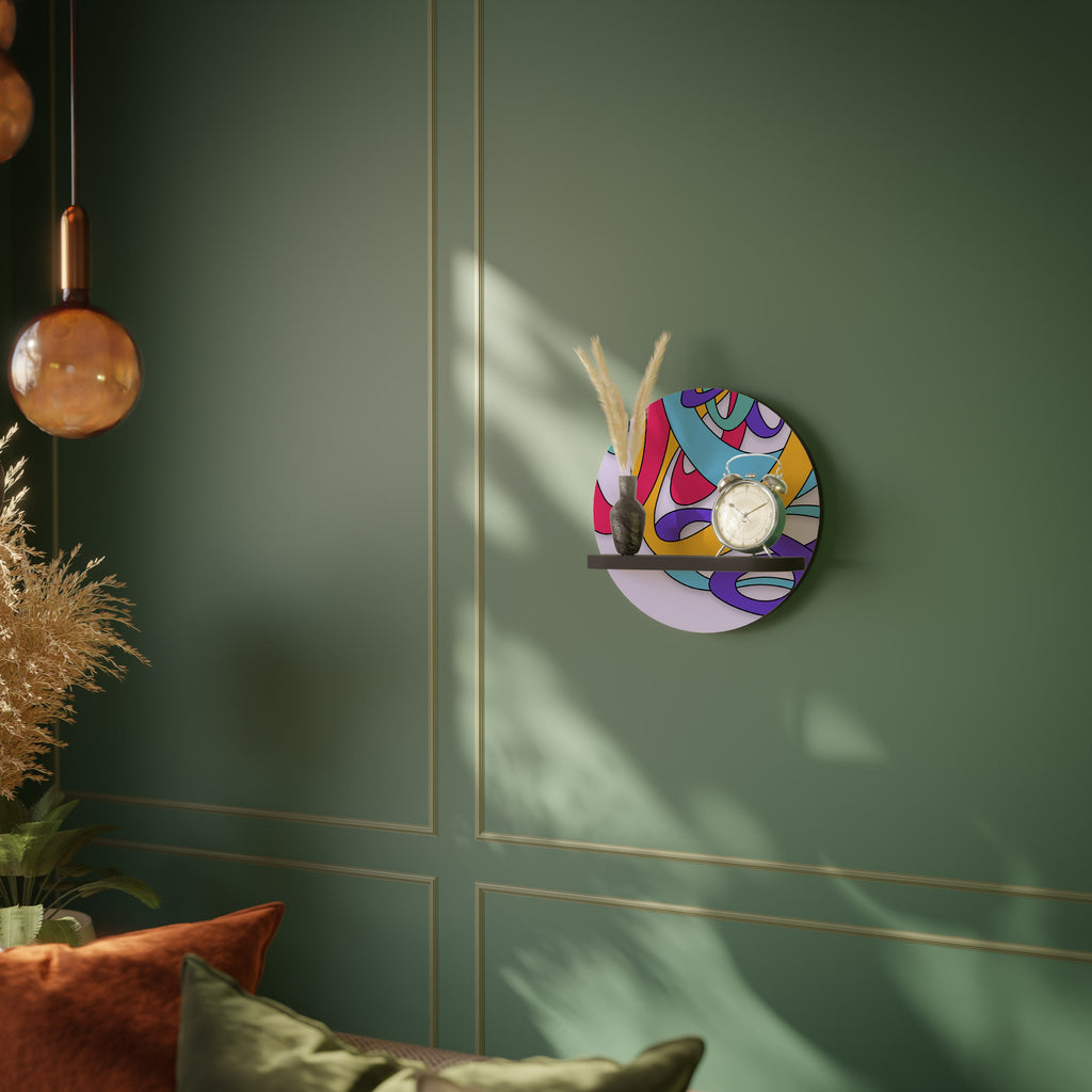 COLOR STREAM Prateleira Redonda Decorativa em Acabamento Preto