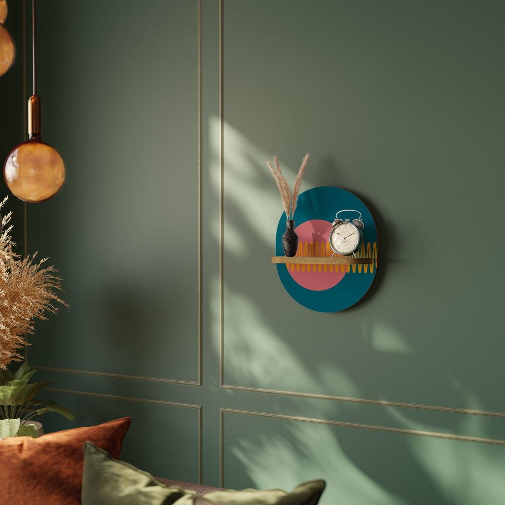 SOUND SOURCE Prateleira Oval Decorativa em Efeito Carvalho