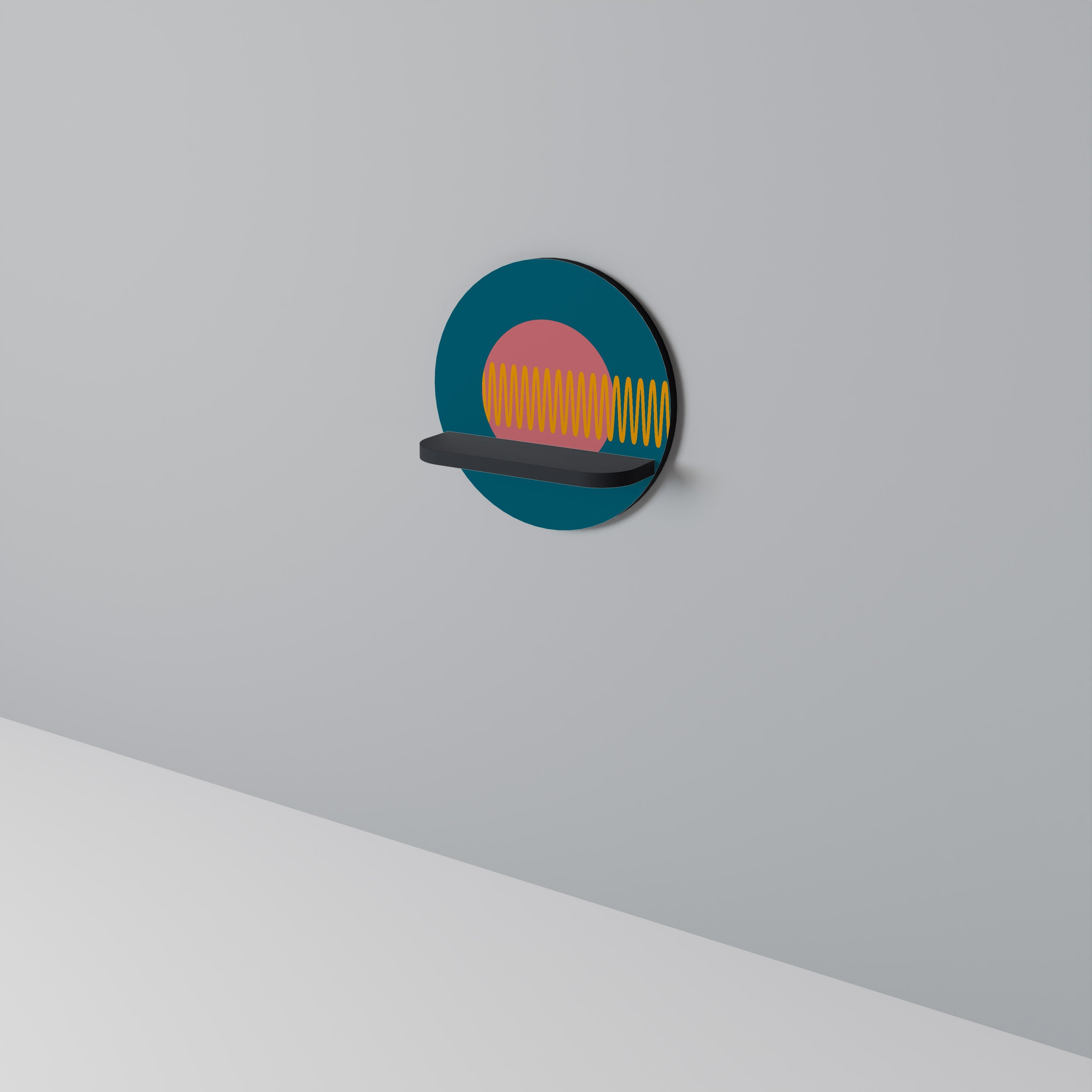 SOUND SOURCE Prateleira Redonda Decorativa em Acabamento Preto