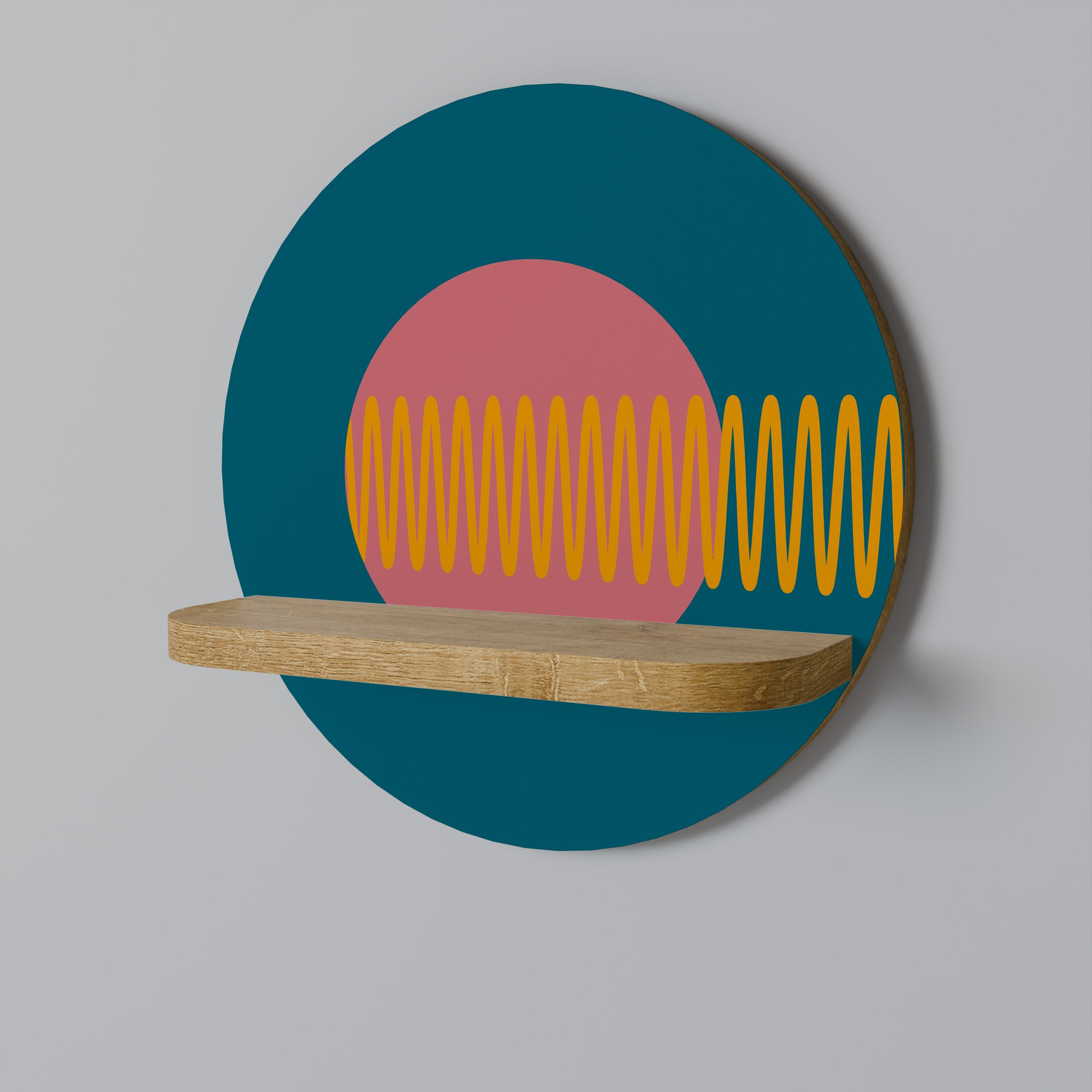 SOUND SOURCE Prateleira Redonda Decorativa em Efeito Carvalho