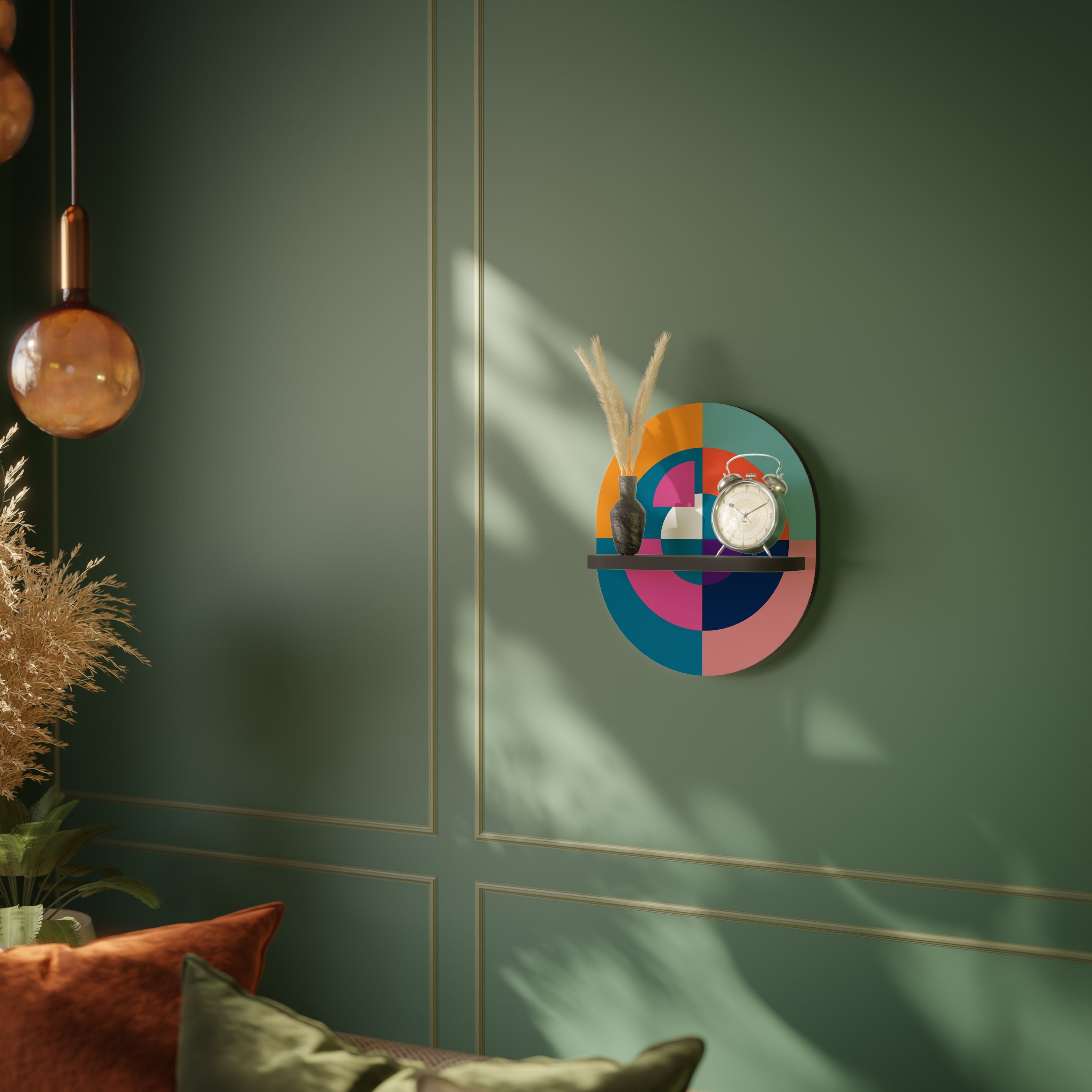 CREATING TOGETHER Prateleira Oval Decorativa em Acabamento Preto