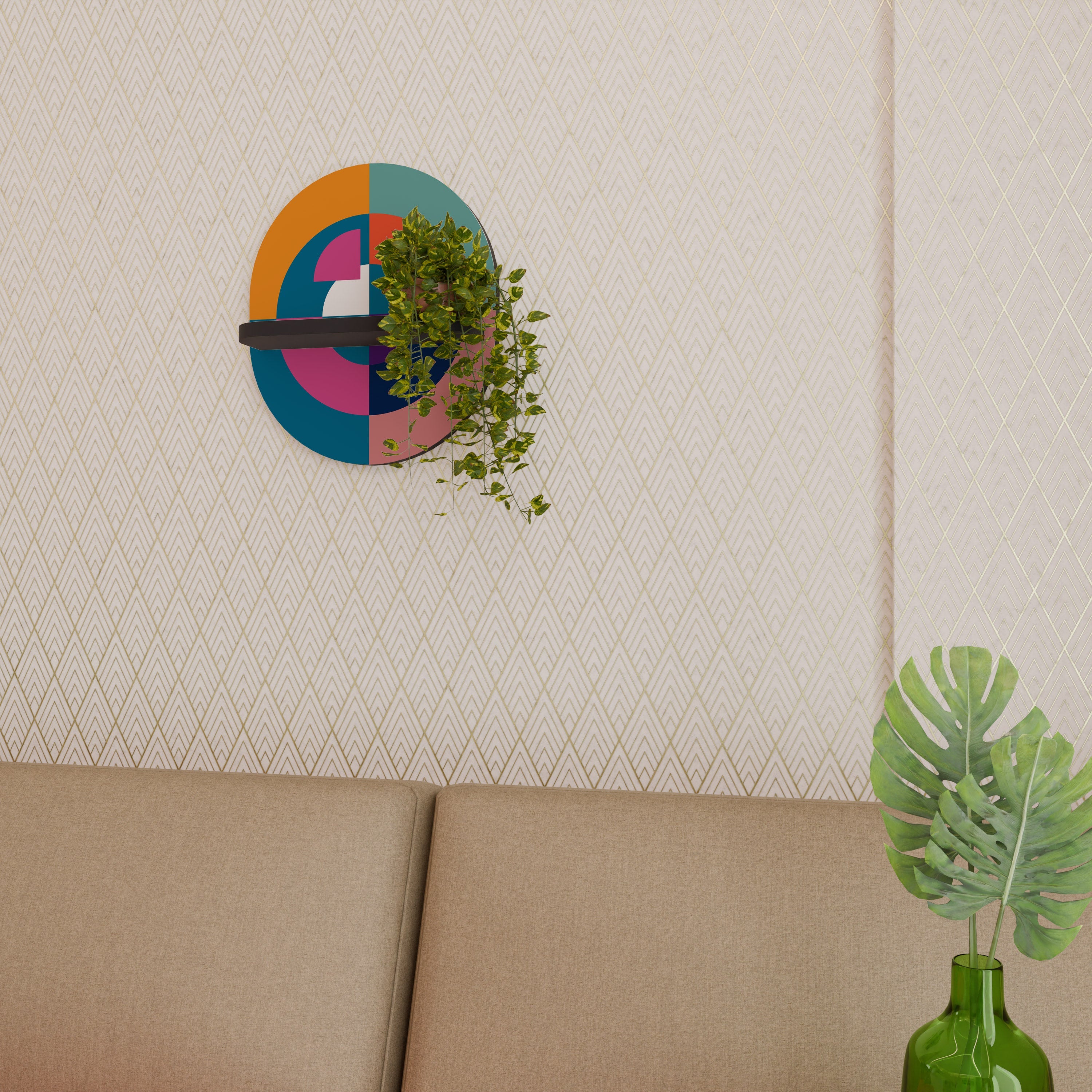 CREATING TOGETHER Prateleira Oval Decorativa em Acabamento Preto