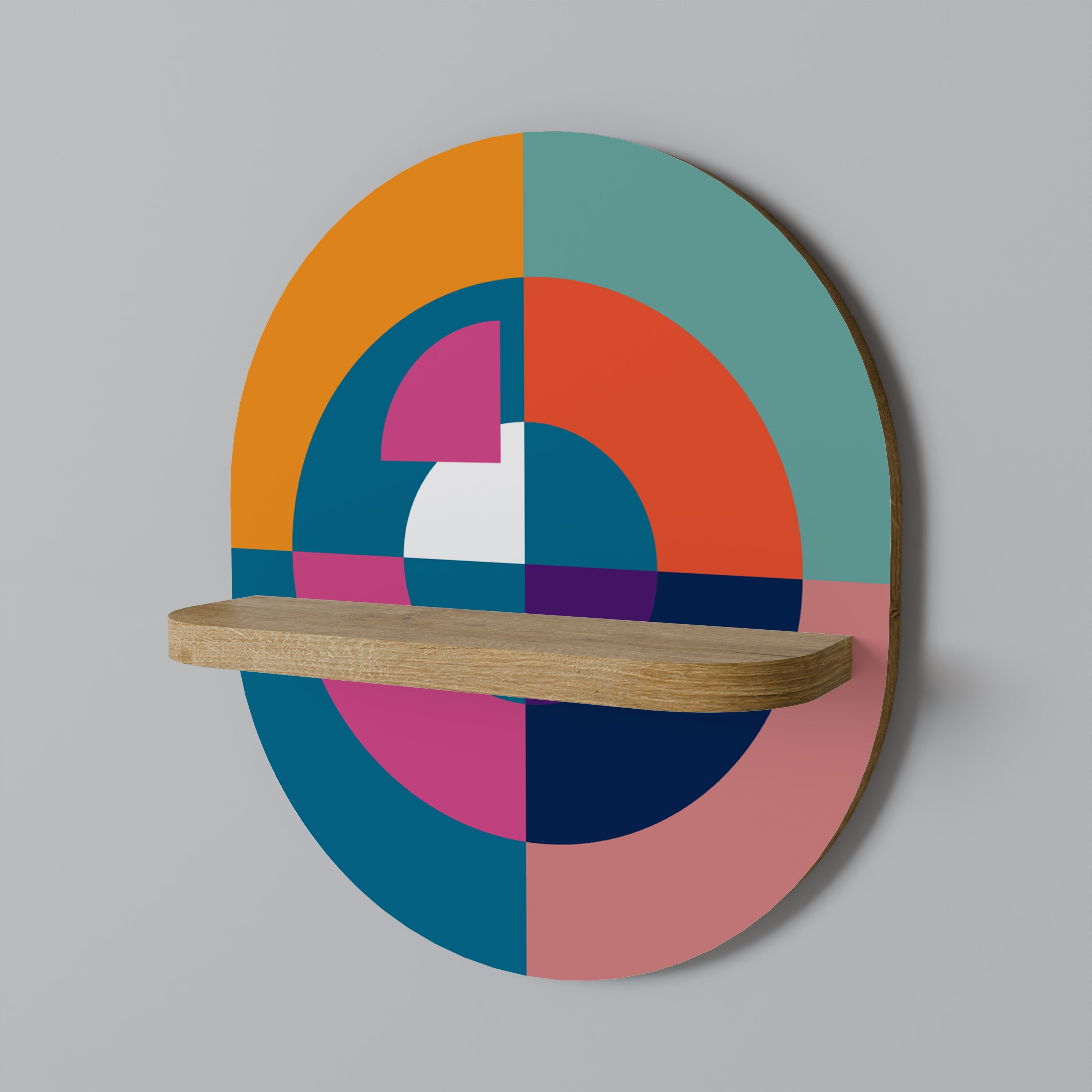 CREATING TOGETHER Prateleira Oval Decorativa em Efeito Carvalho