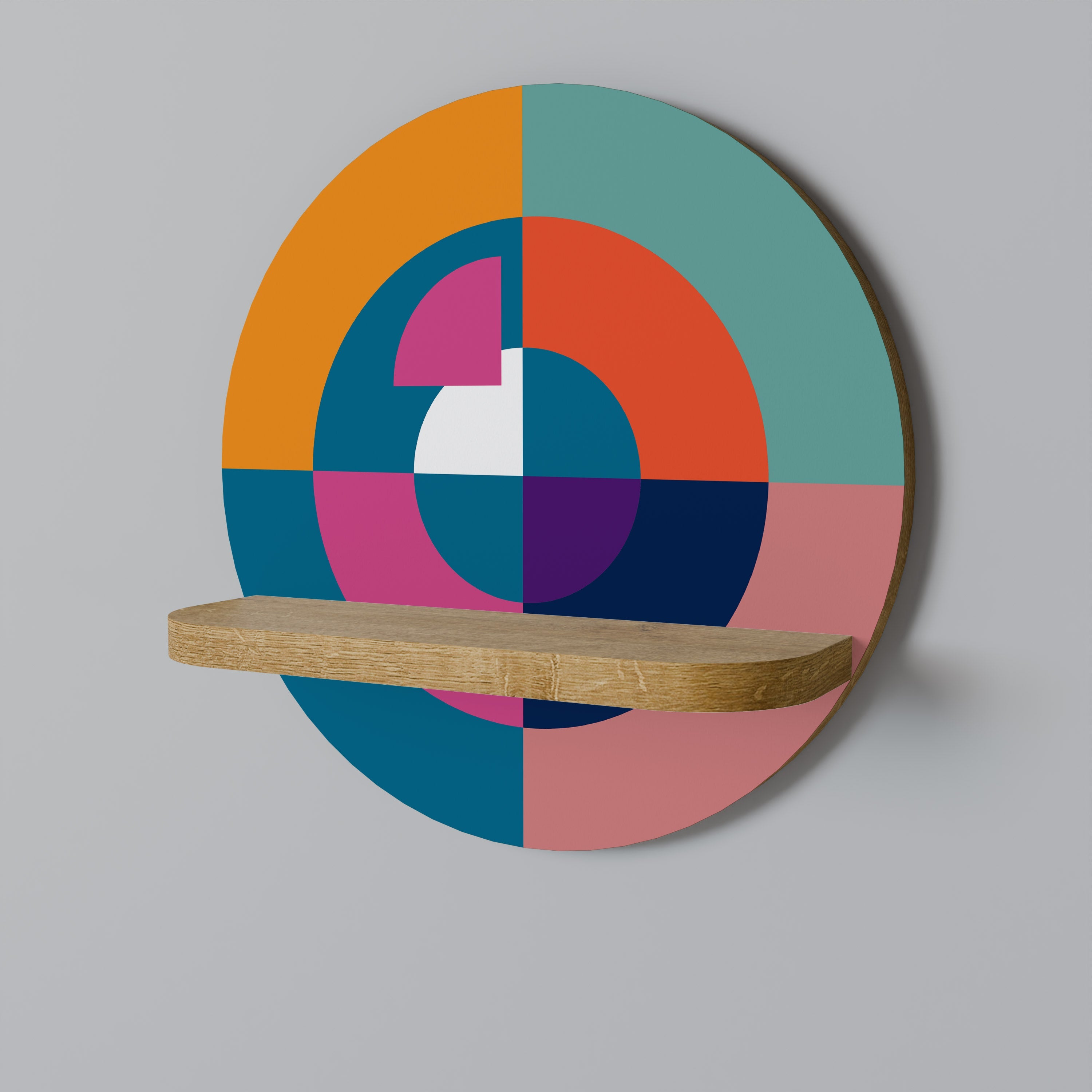 CREATING TOGETHER Prateleira Redonda Decorativa em Efeito Carvalho