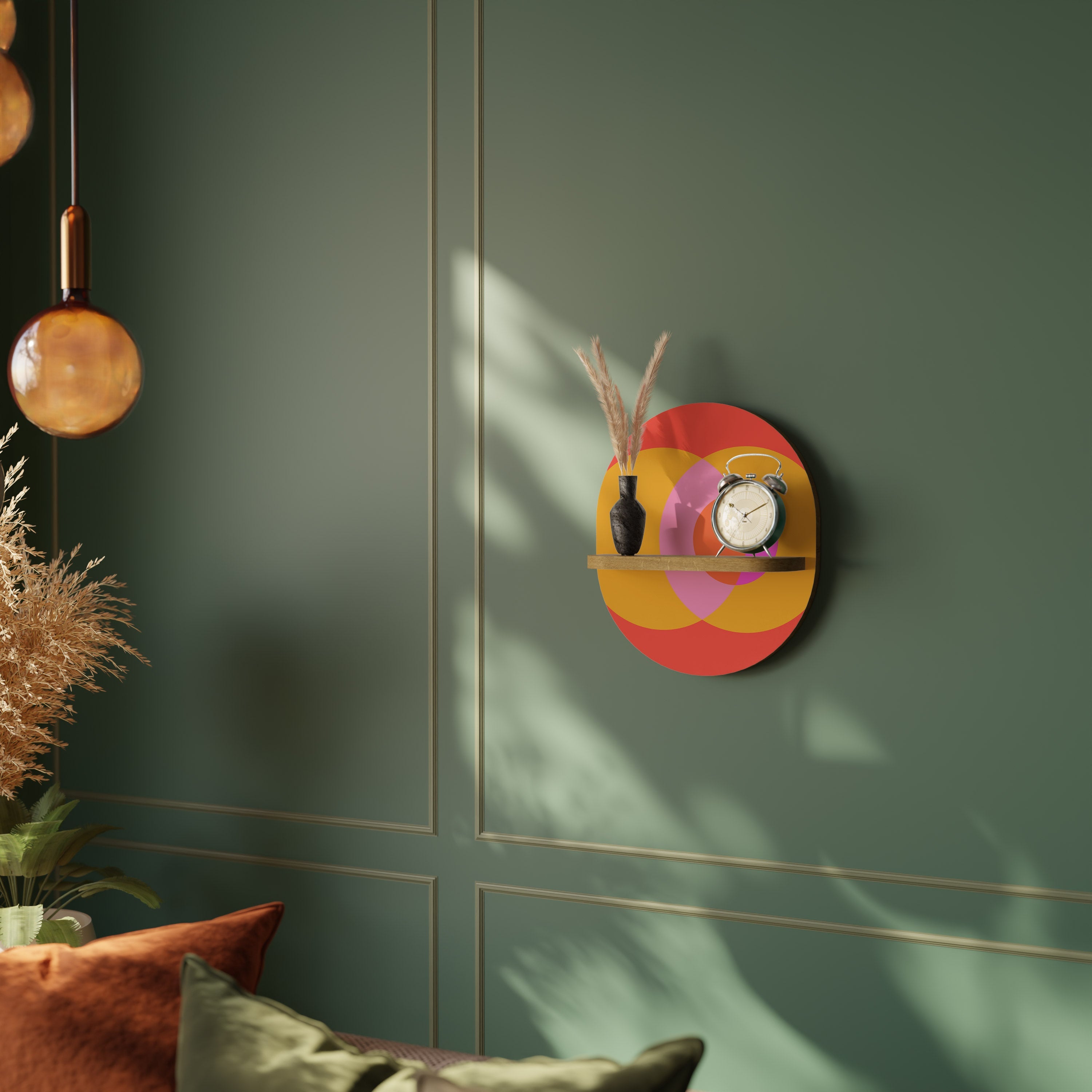 SOUL BROTHERHOOD Prateleira Oval Decorativa em Efeito Carvalho