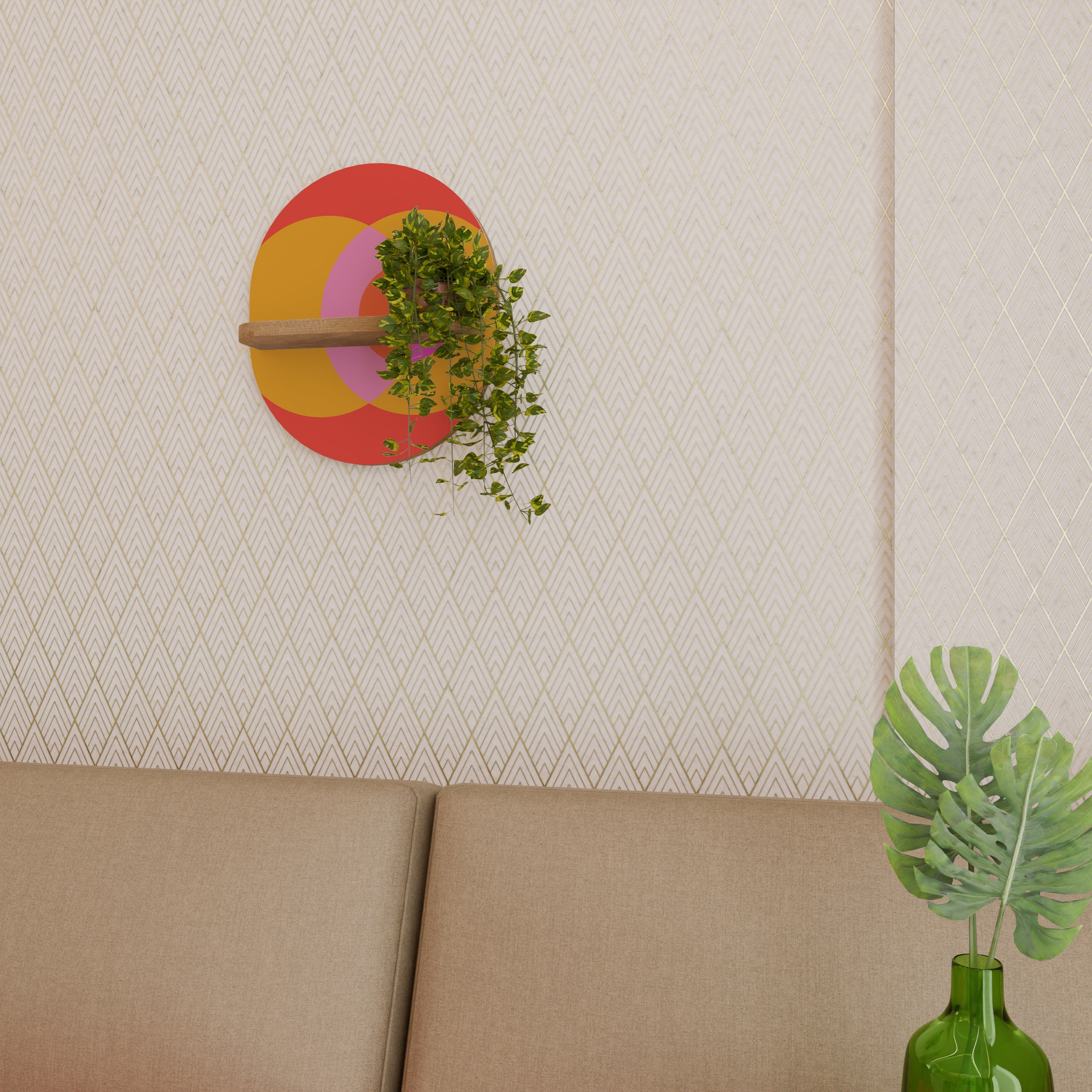 SOUL BROTHERHOOD Prateleira Oval Decorativa em Efeito Carvalho