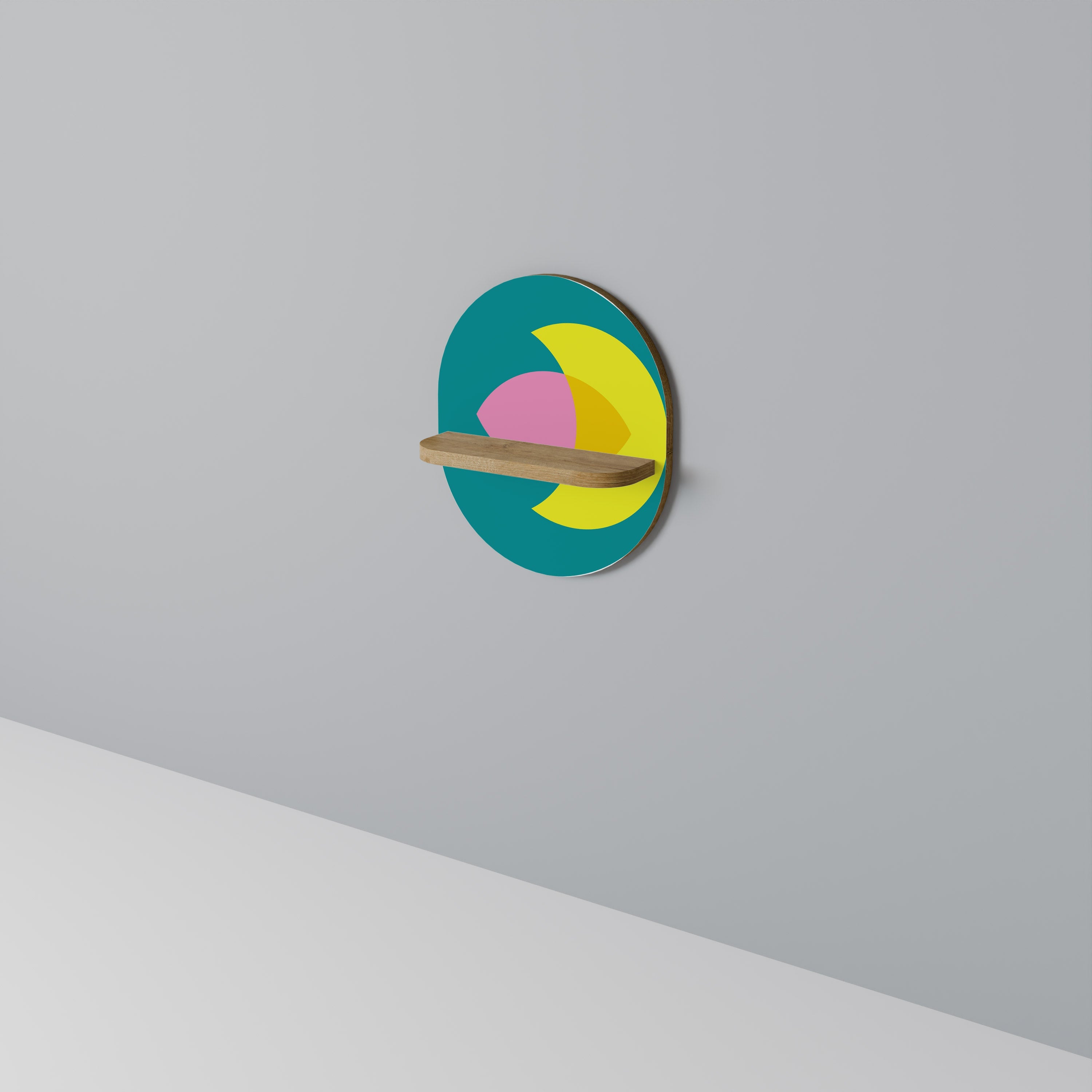 SPIRITUAL SUPPORT Prateleira Oval Decorativa em Efeito Carvalho