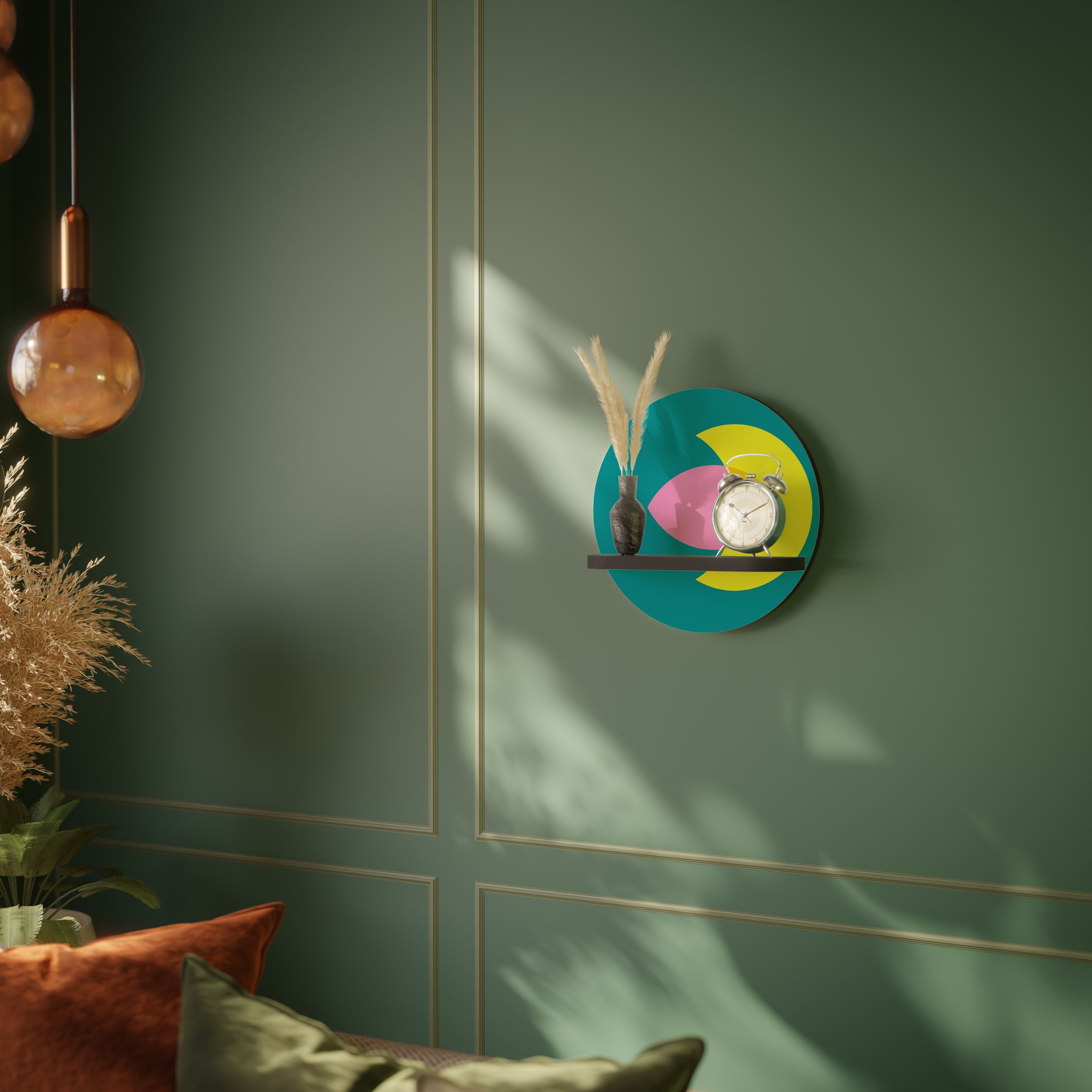 SPIRITUAL SUPPORT Prateleira Redonda Decorativa em Acabamento Preto