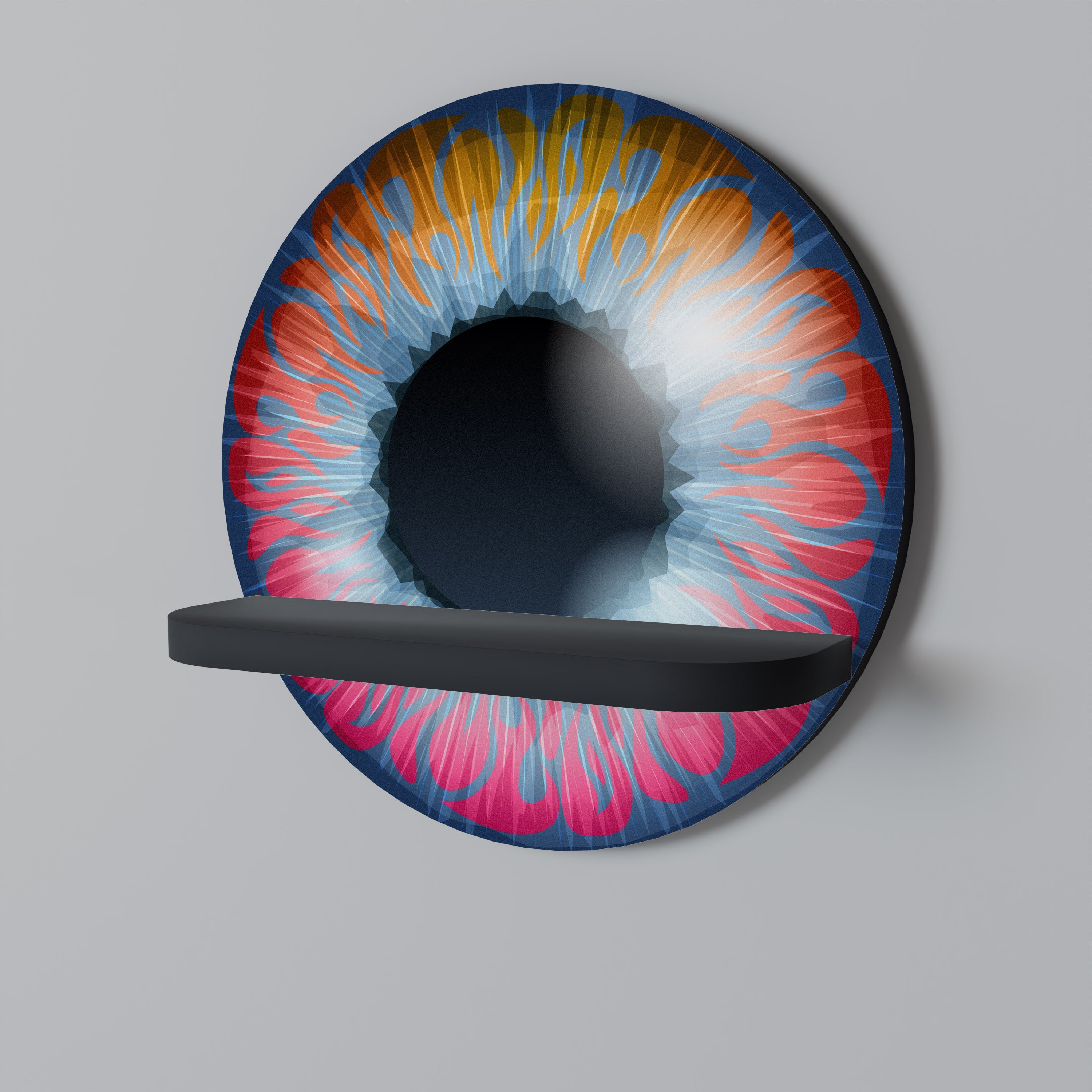 FANTASY EYE Prateleira Redonda Decorativa em Acabamento Preto