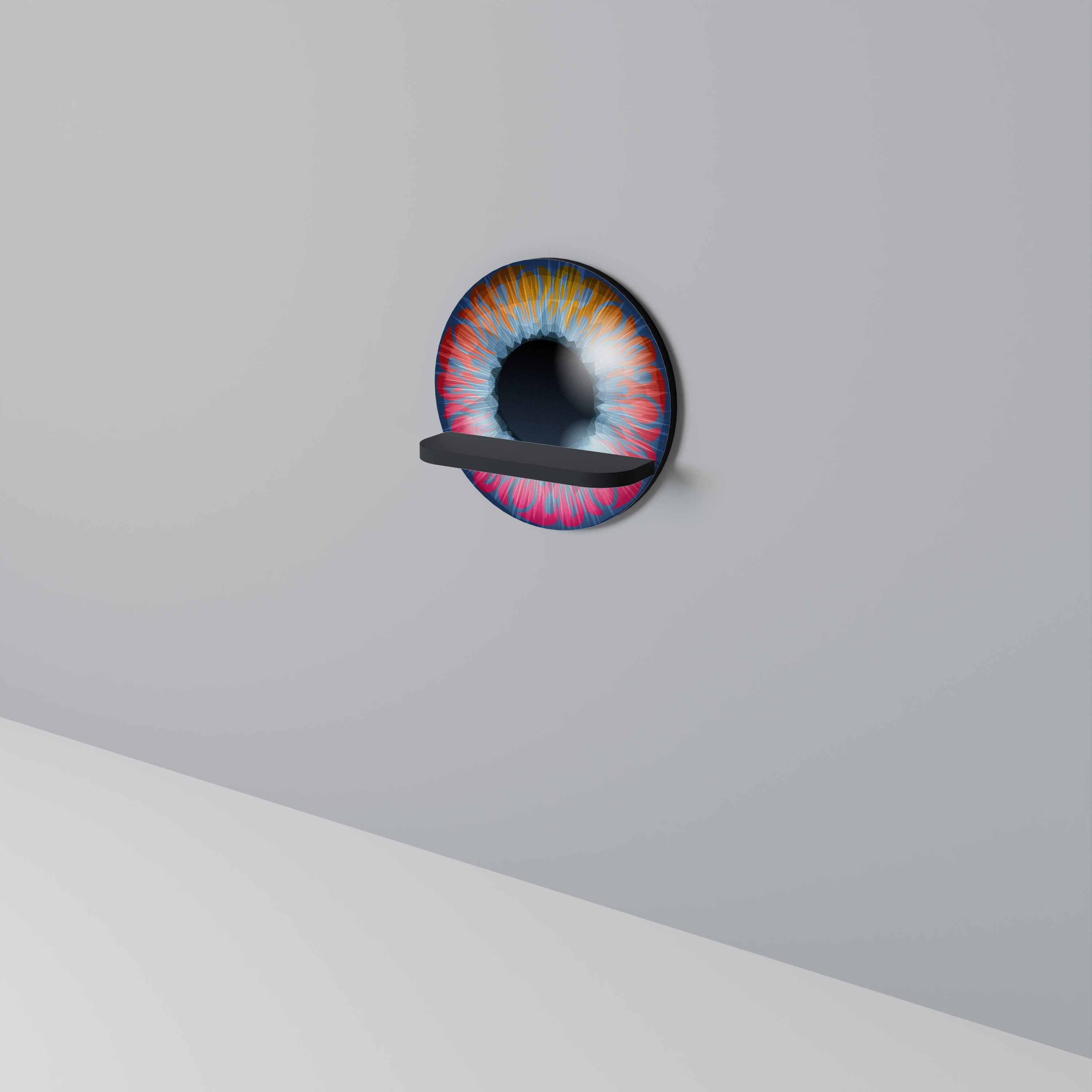 FANTASY EYE Prateleira Redonda Decorativa em Acabamento Preto