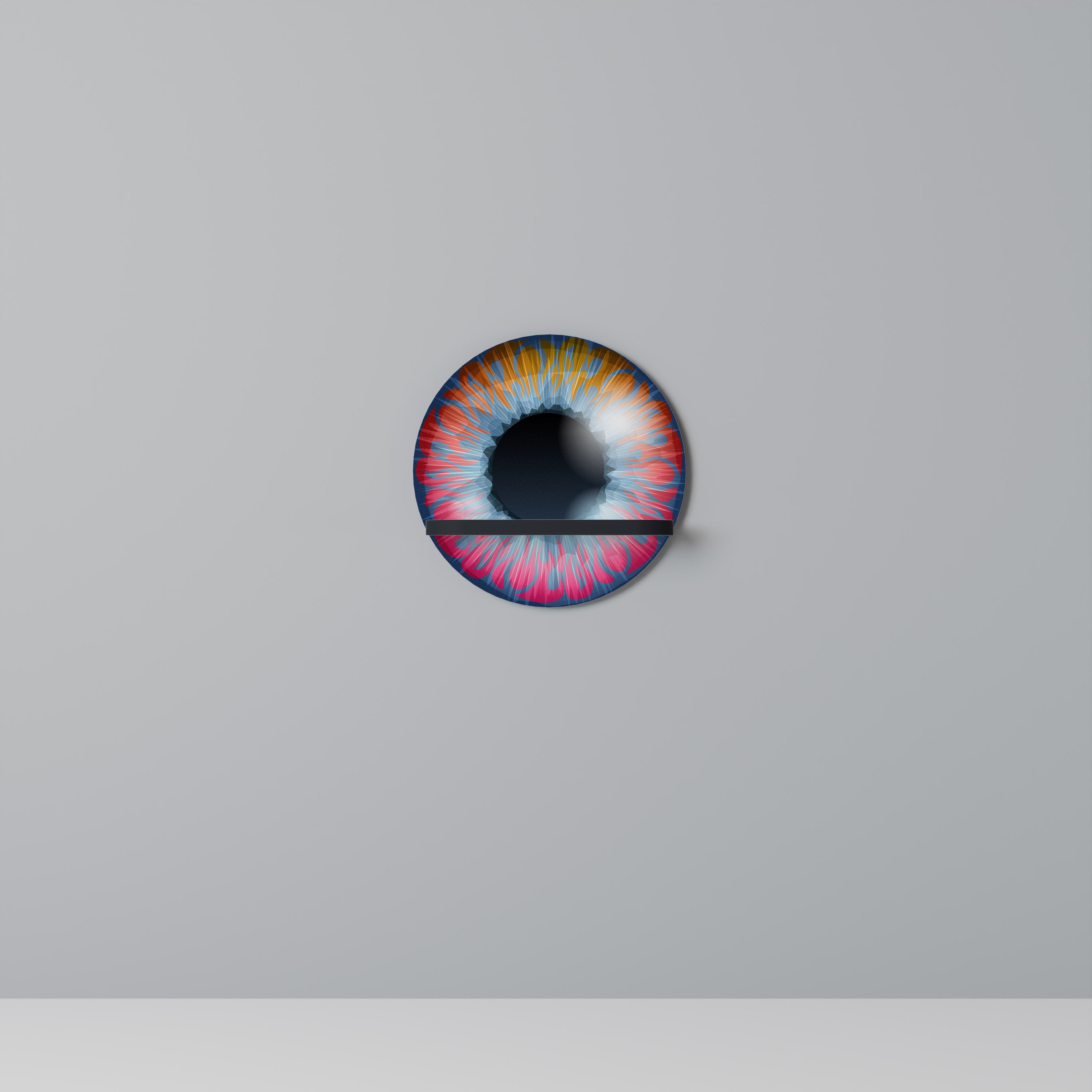 FANTASY EYE Prateleira Redonda Decorativa em Acabamento Preto