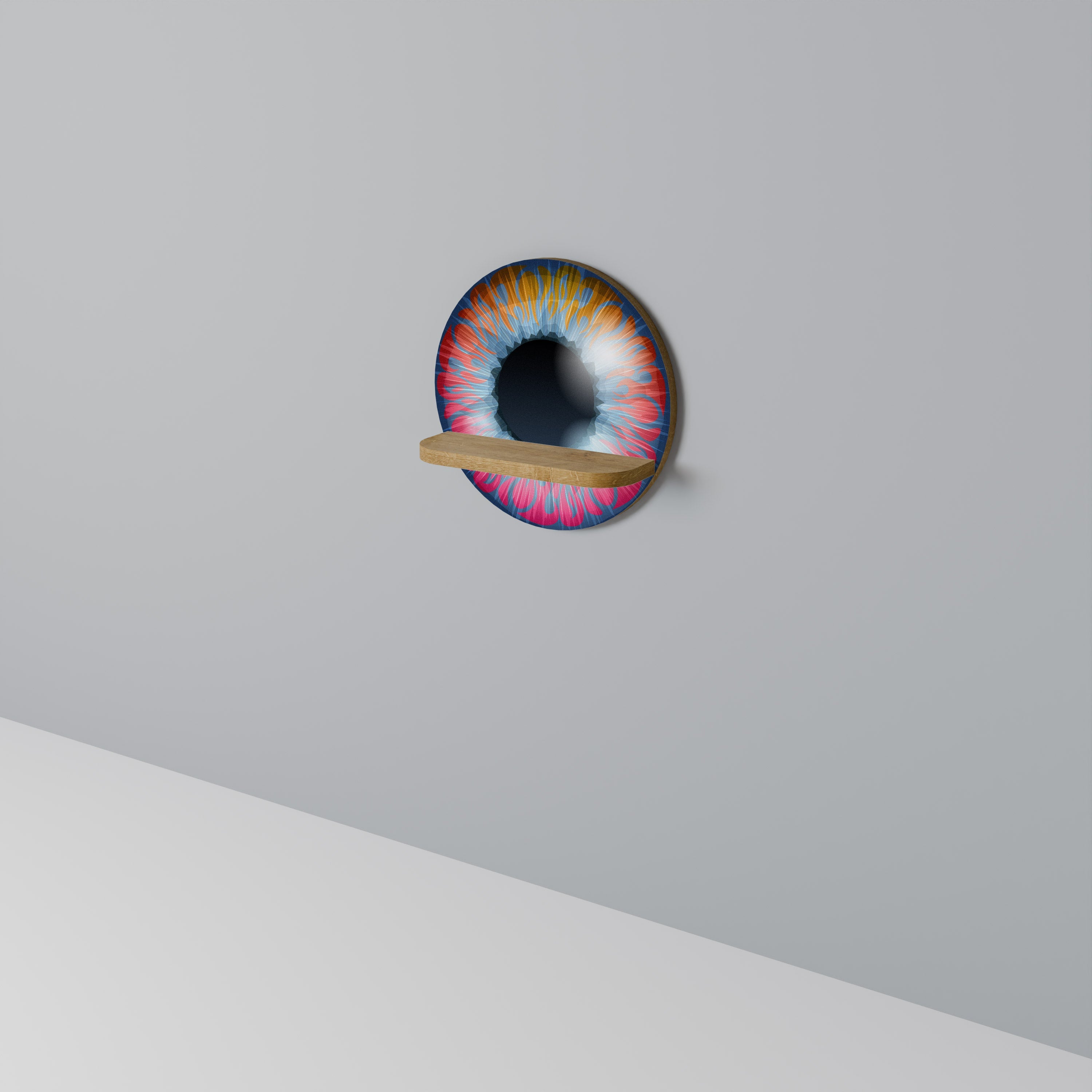 FANTASY EYE Prateleira Redonda Decorativa em Efeito Carvalho