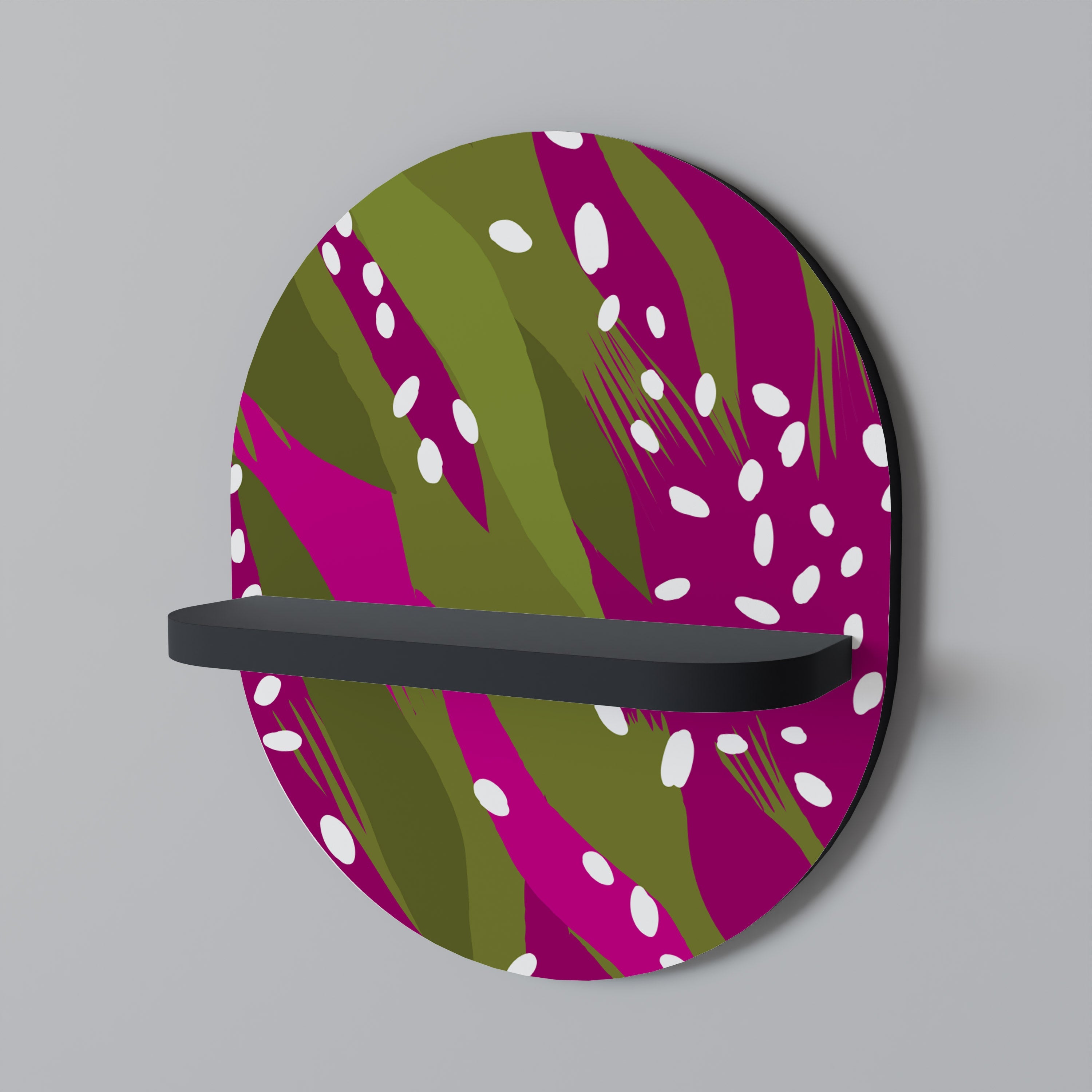 ENCHANTED TIGER Prateleira Oval Decorativa em Acabamento Preto