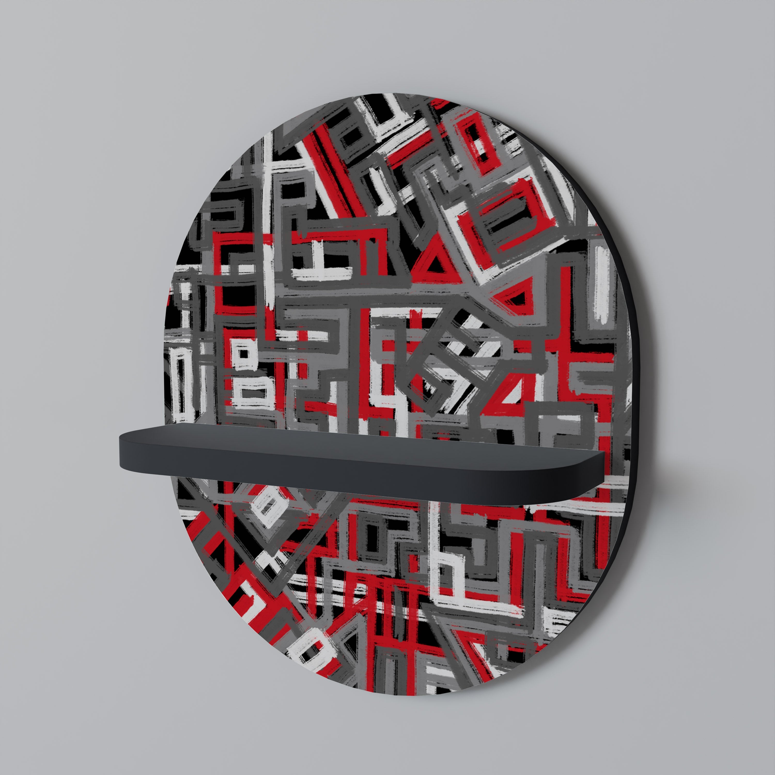 BROKEN LINES Prateleira Oval Decorativa em Acabamento Preto