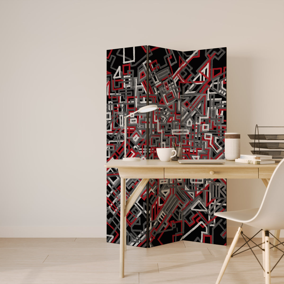 BROKEN LINES 3-Panel Room Divider