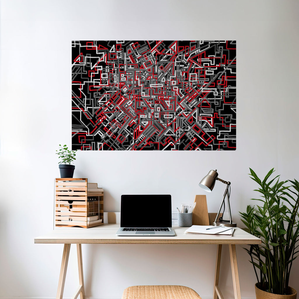 BROKEN LINES Peel and Stick Horizontal Poster