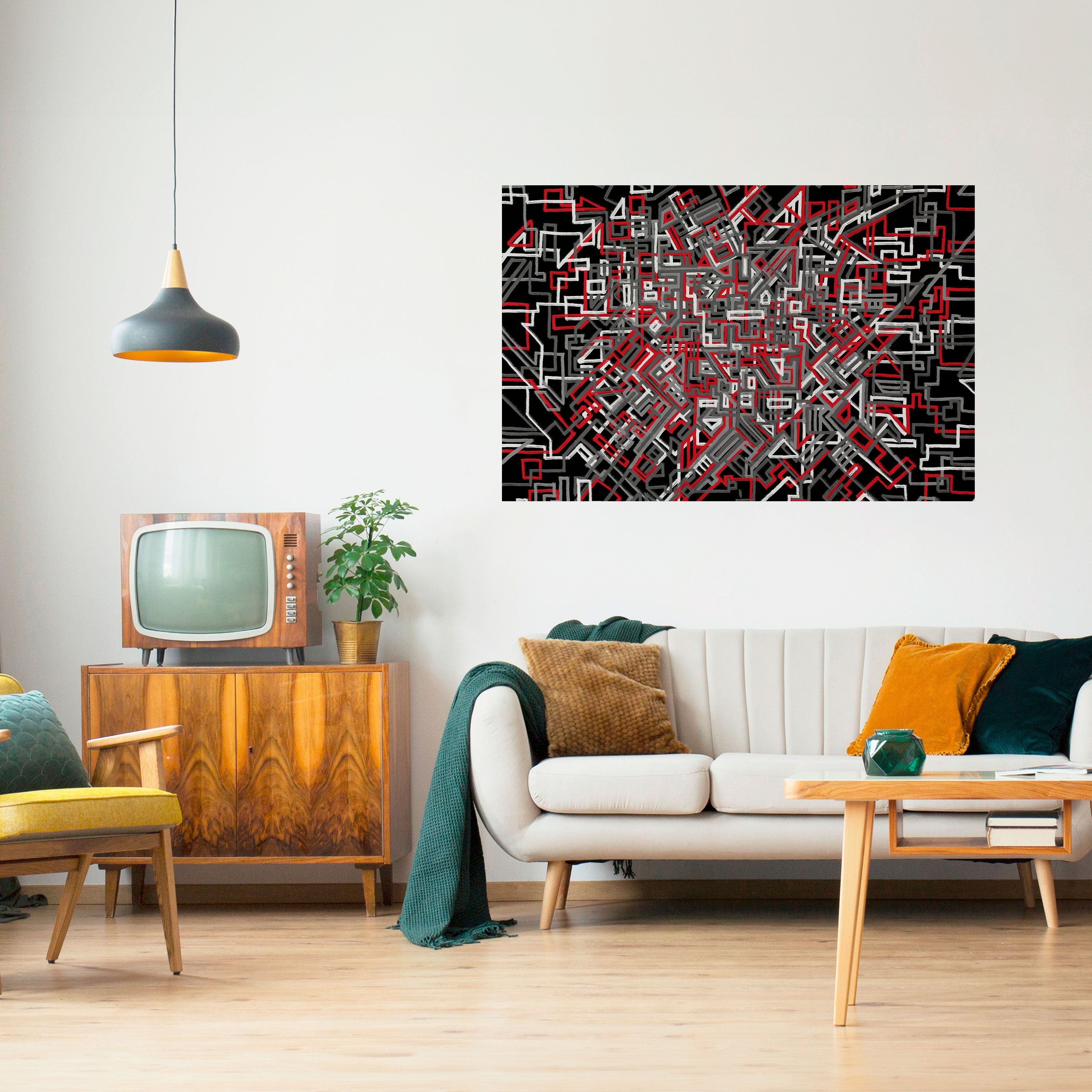 BROKEN LINES Peel and Stick Horizontal Poster