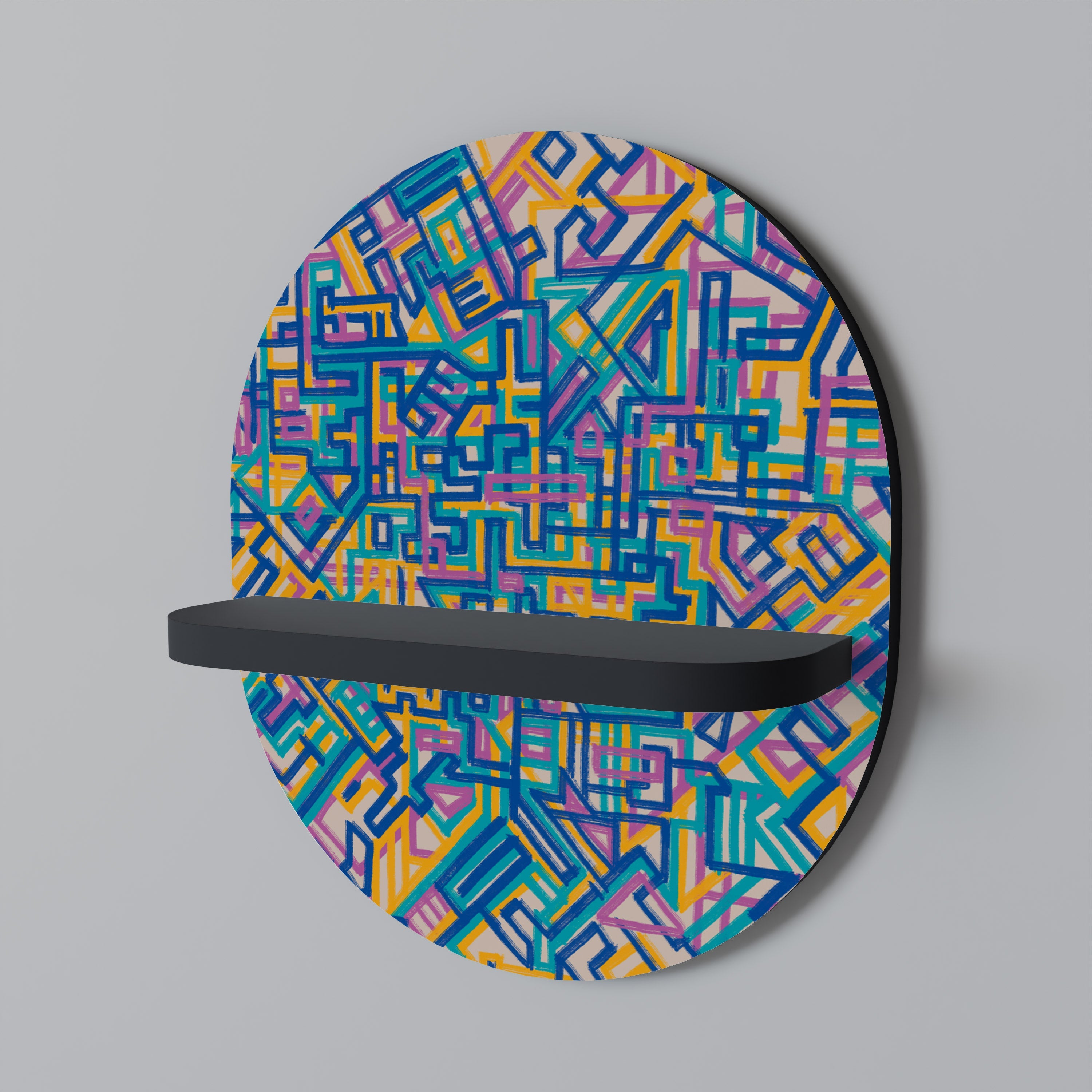 MEMORIES MAP Prateleira Oval Decorativa em Acabamento Preto