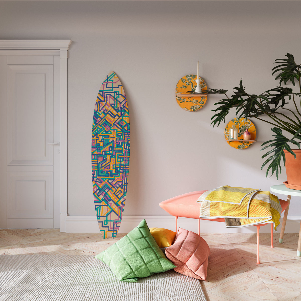 MEMORIES MAP Painel Decorativo Prancha de Surf