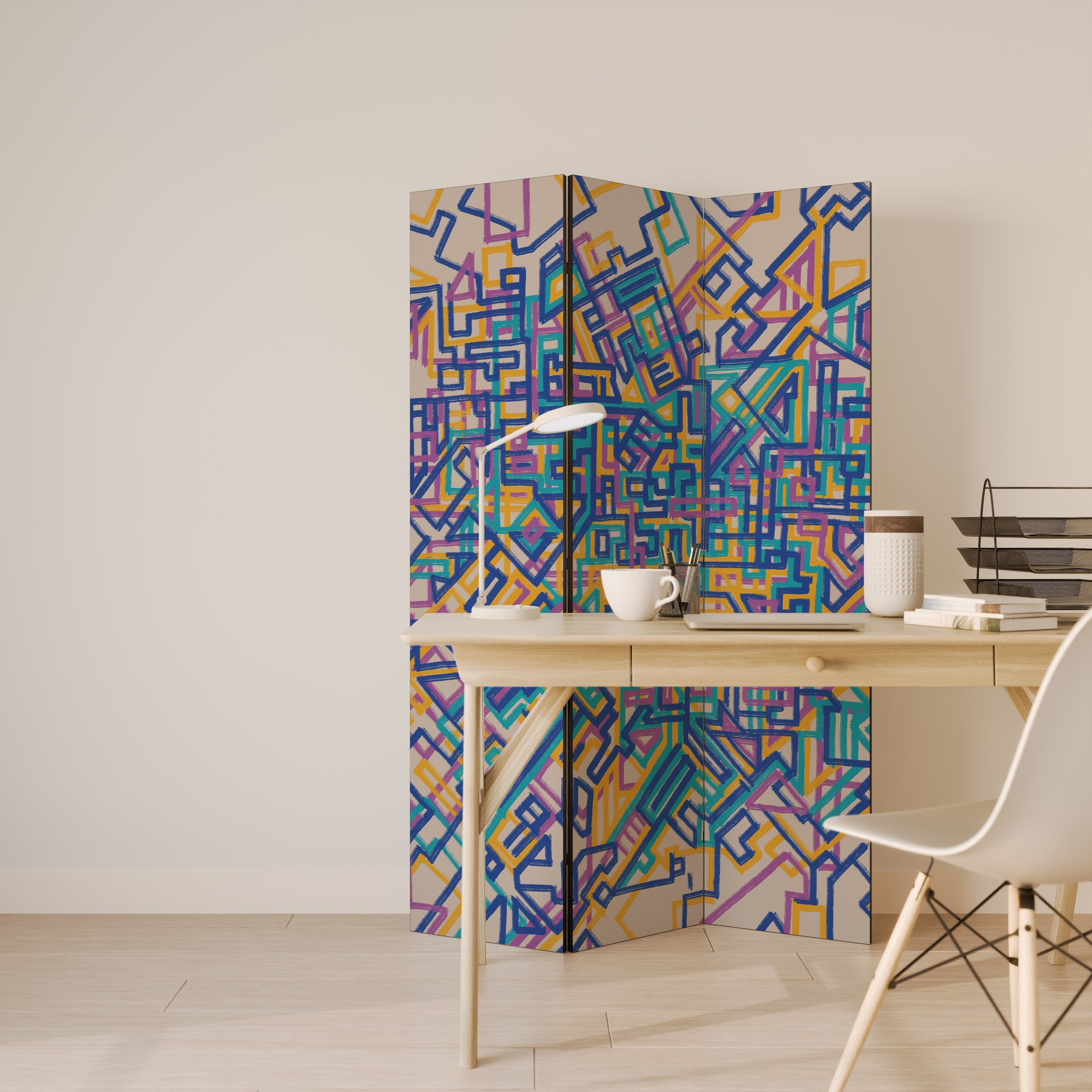 MEMORIES MAP Biombo Decorativo de 3 Painéis