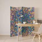 MEMORIES MAP Decorative 4-Panel Room Divider