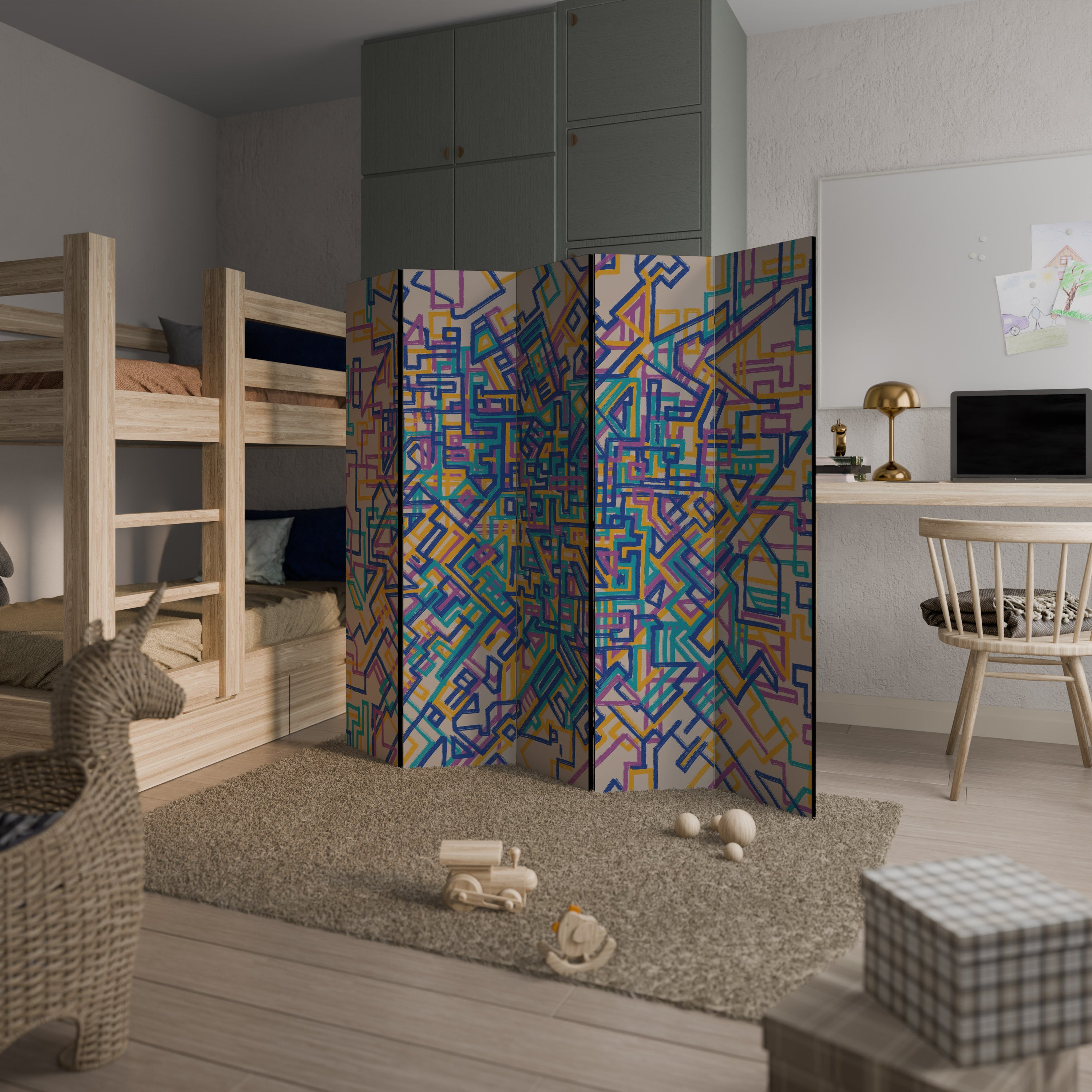 MEMORIES MAP 5-Panel Room Divider
