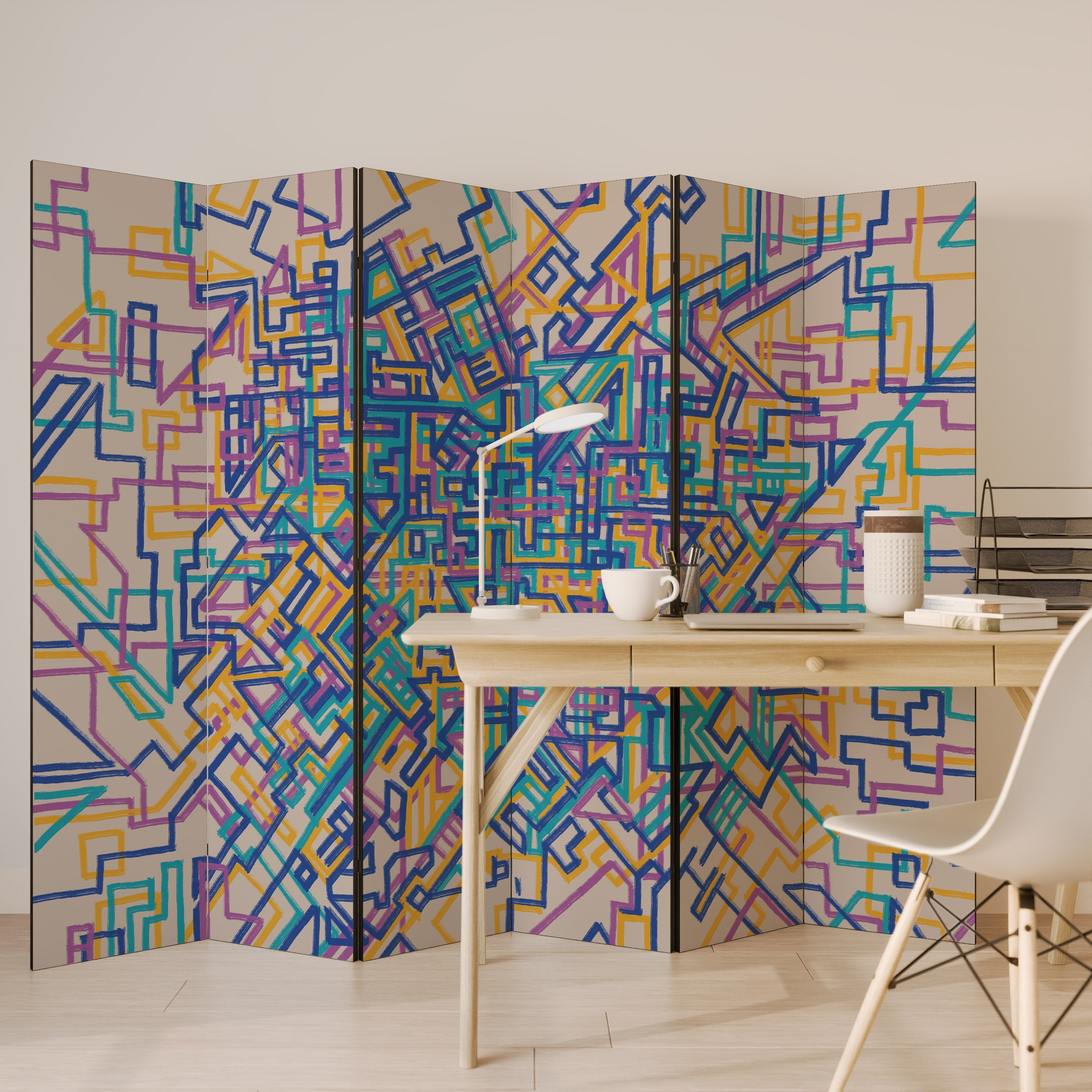 MEMORIES MAP Biombo Decorativo de 6 Painéis