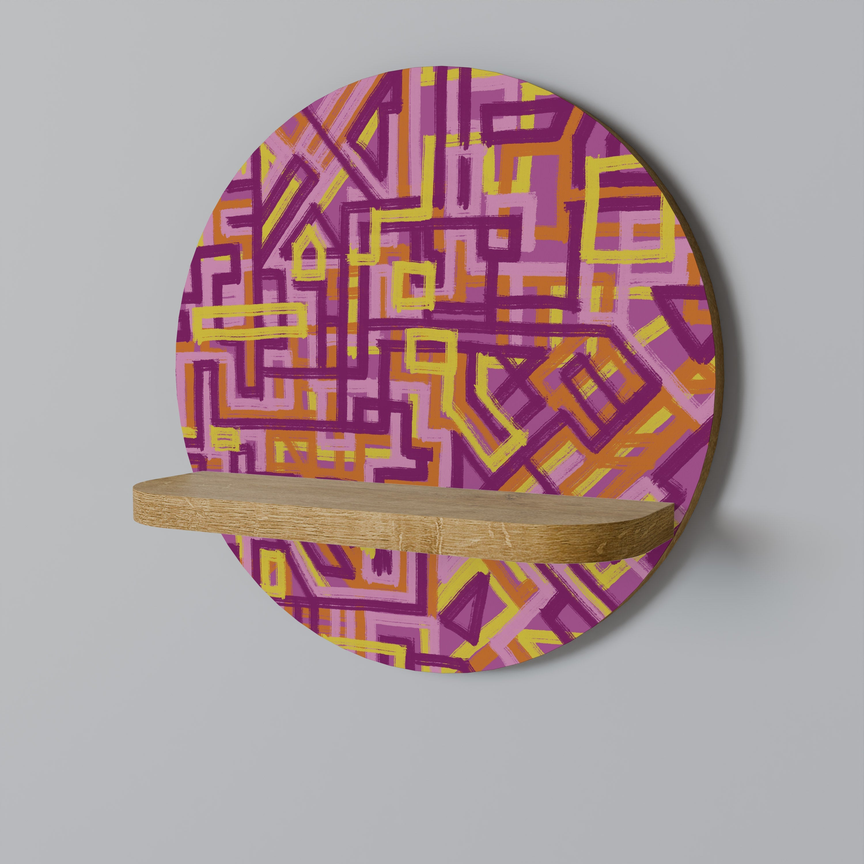 LOVELY MEMORIES Prateleira Redonda Decorativa em Efeito Carvalho