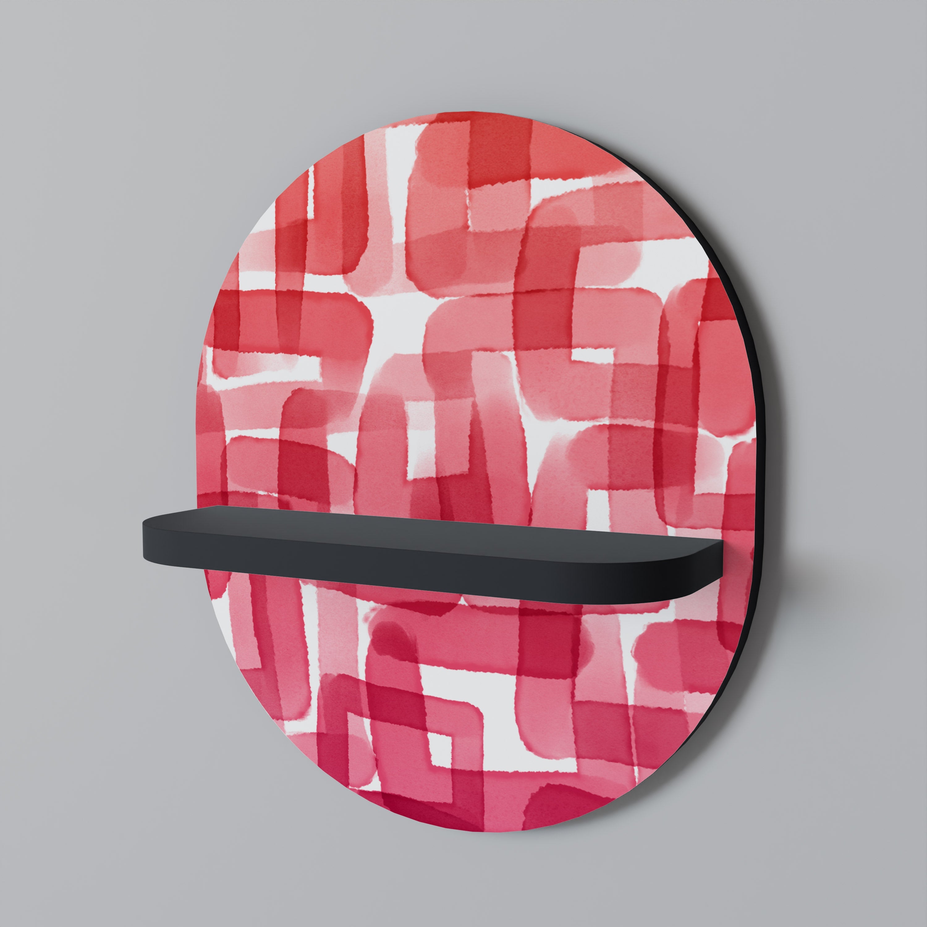 KALEIDOSCOPIC CUBISM Prateleira Oval Decorativa em Acabamento Preto