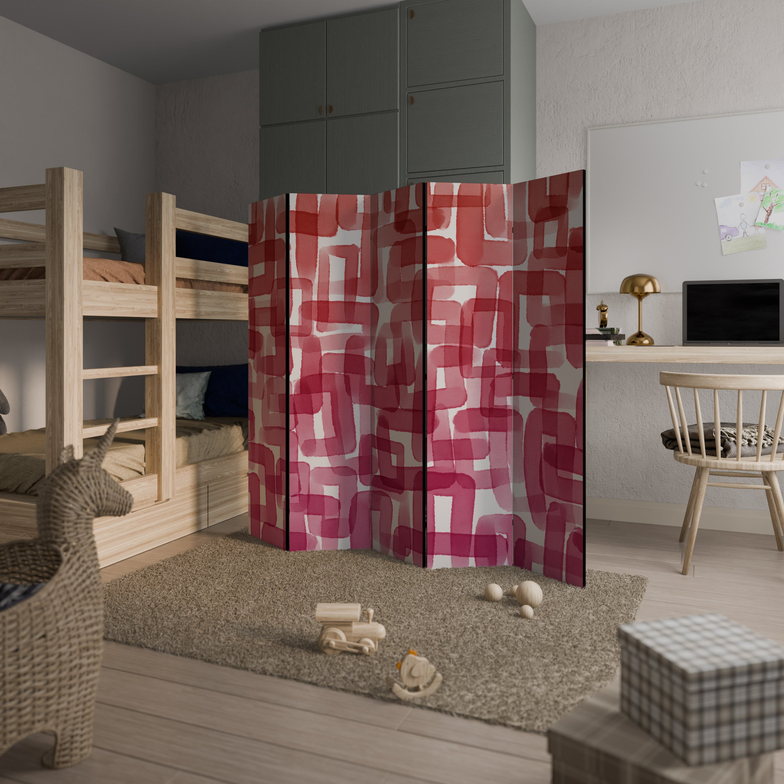 KALEIDOSCOPIC CUBISM Decorative 5-Panel Room Divider